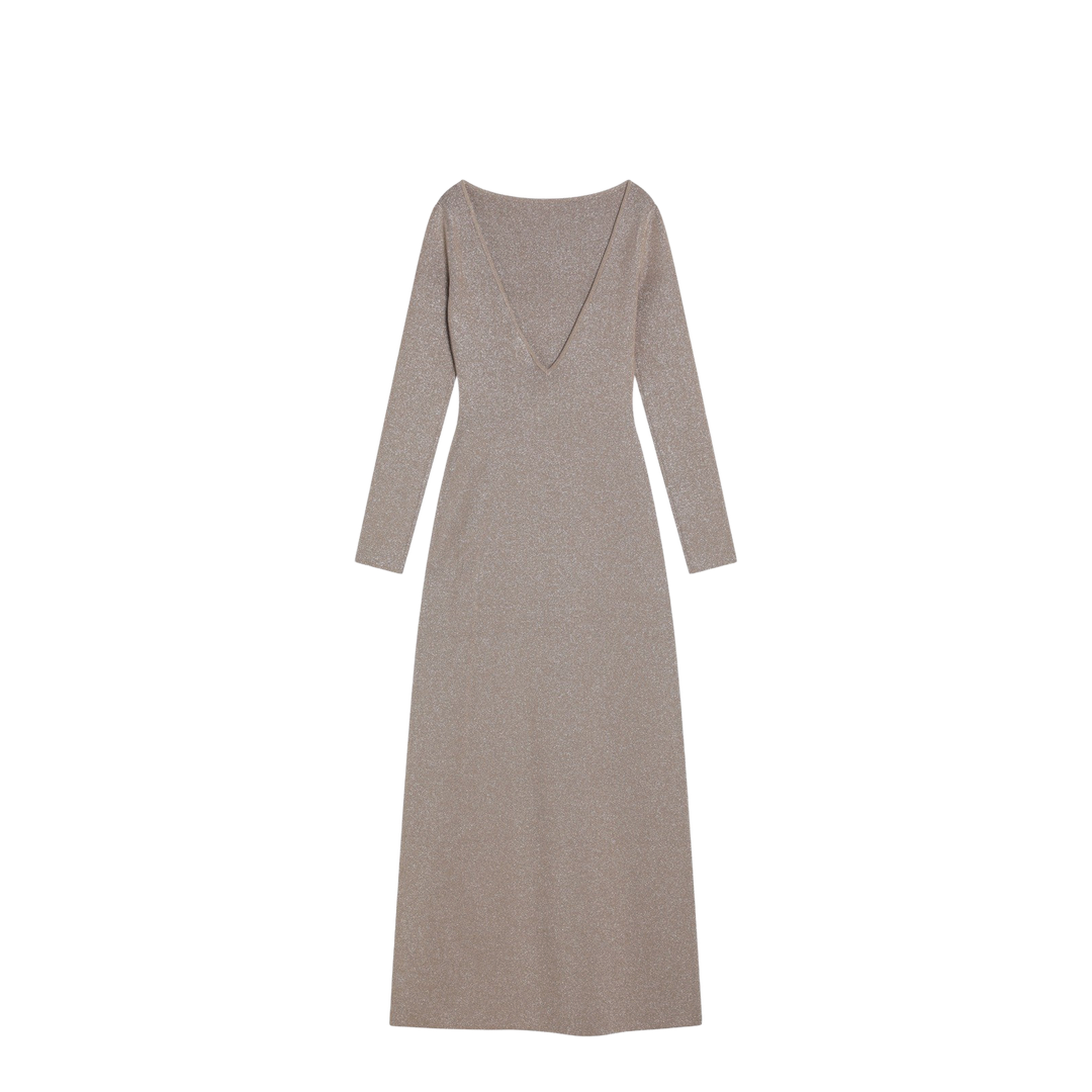Beige Dress in Viscose and Lurex Yarn