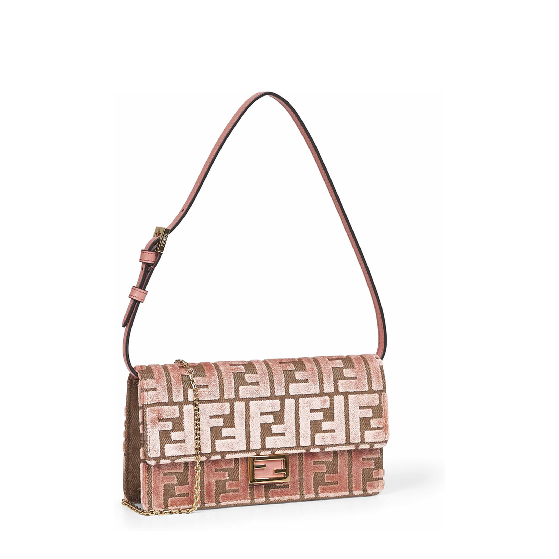 Wallet On Chain Baguette Fabric Pink