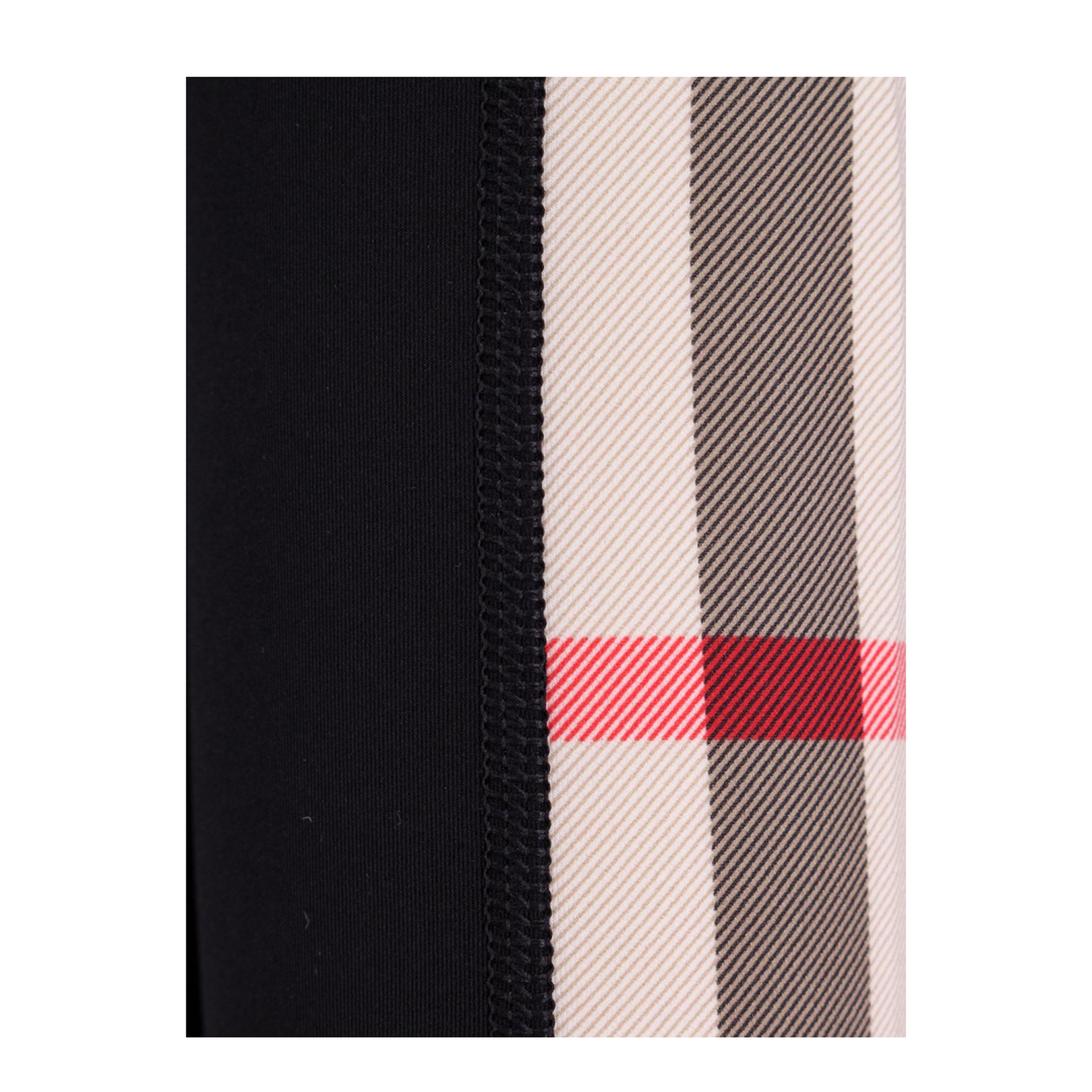 Cropped Check Trim Stretch Jersey Zip Top in Black