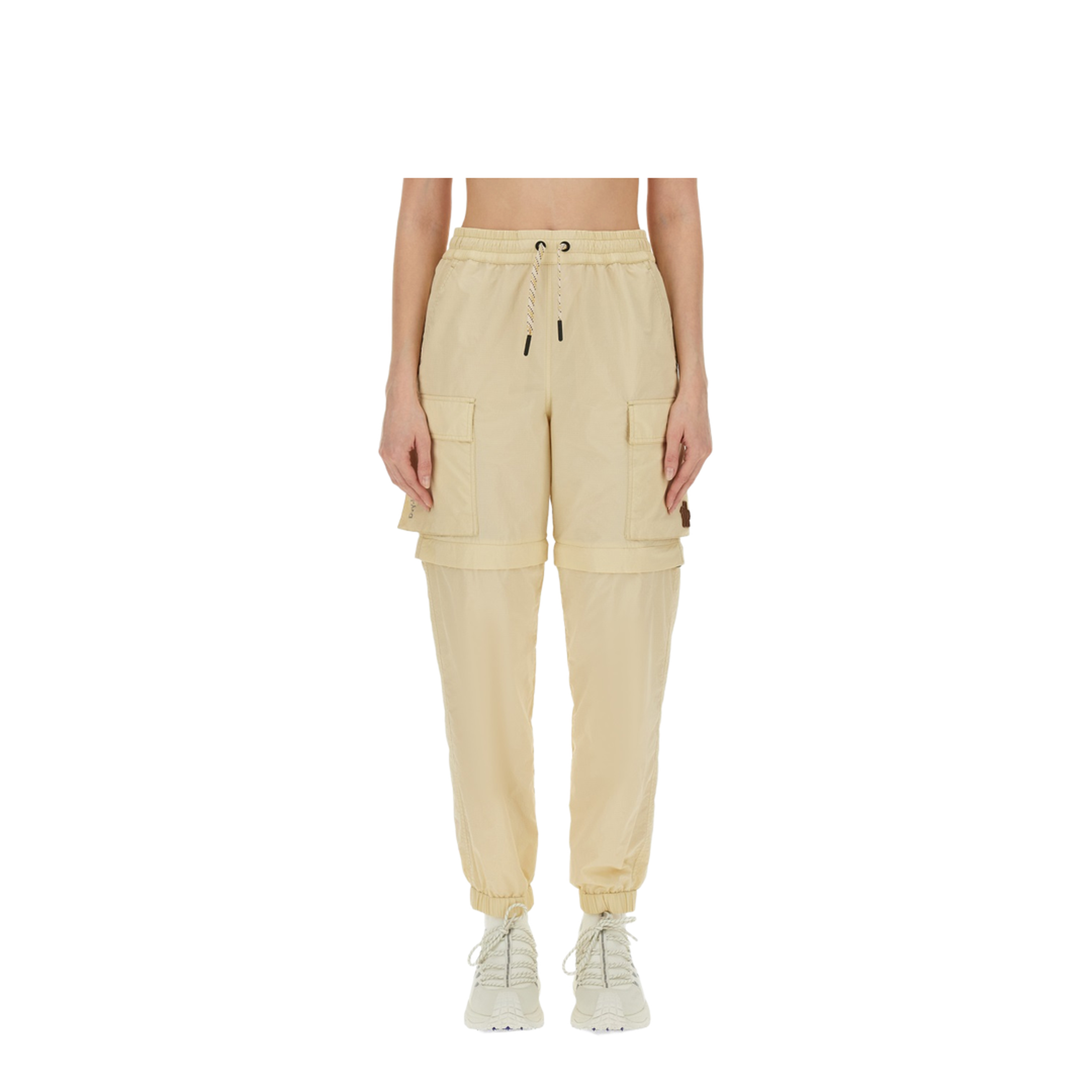 Cream Polyamide Sporty Pants