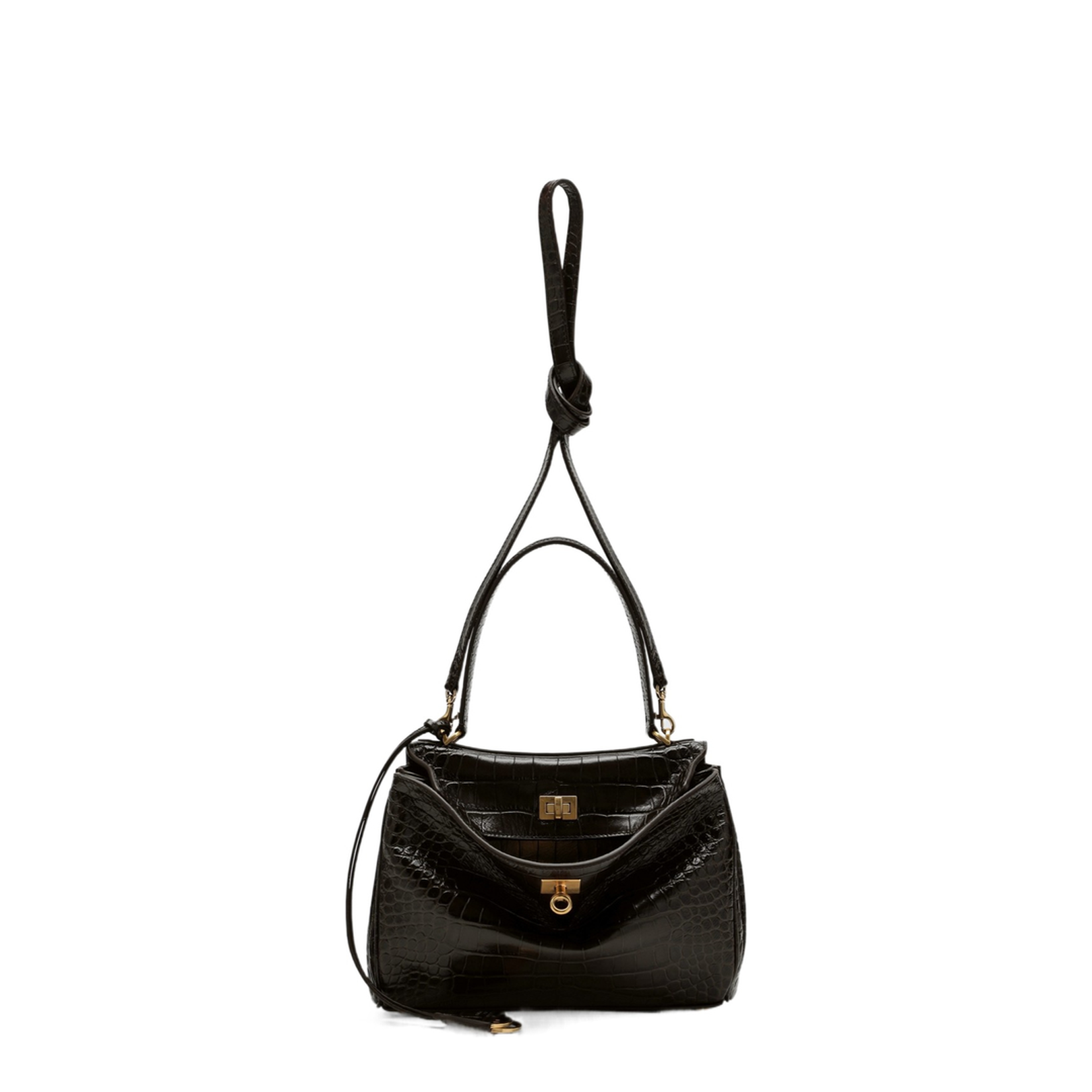 Rodeo Shoulder Bag In Crocodile-print Leather
