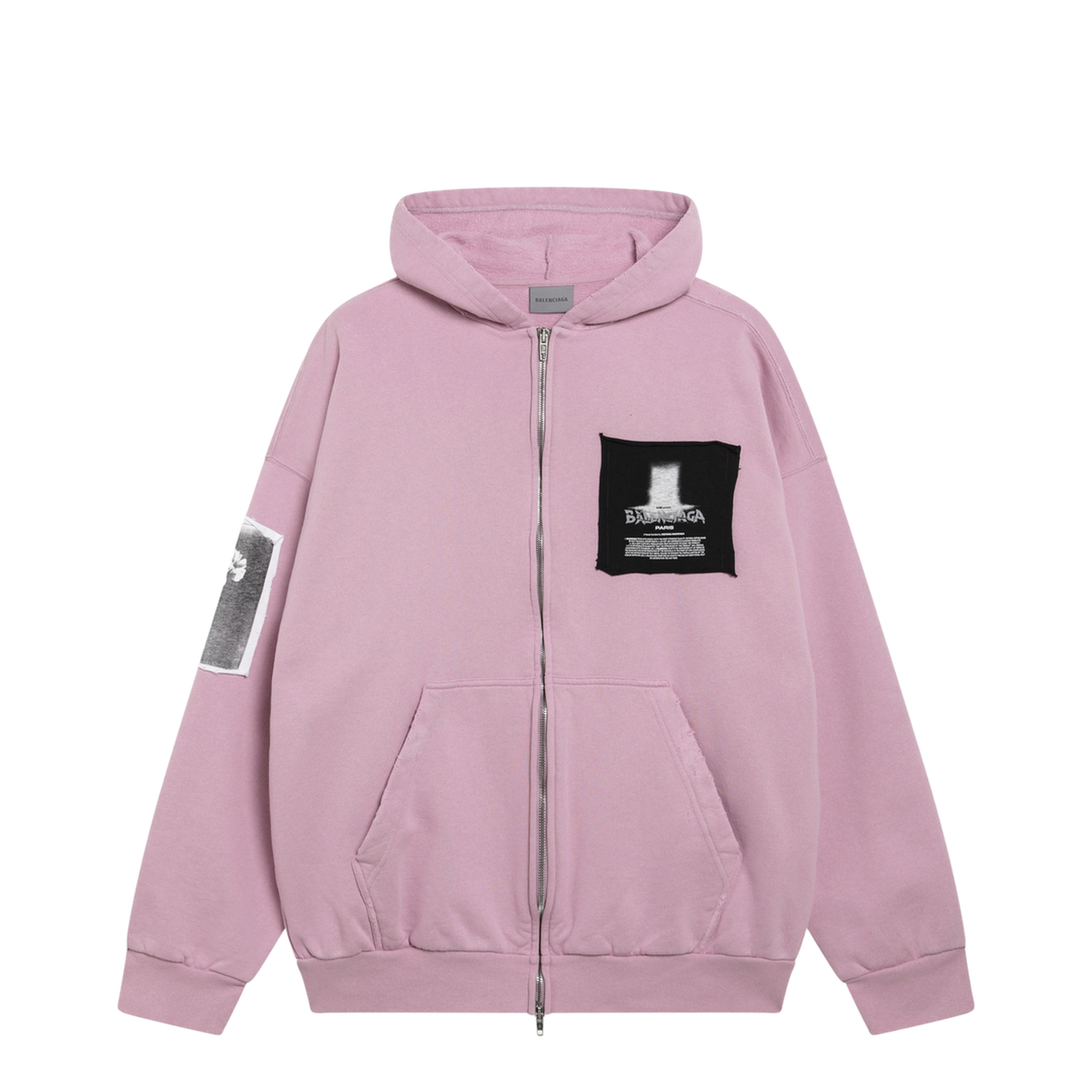 MAYFEYR - Balenciaga - Antique Pink Cotton Jersey Zip-Up Hoodie - A0017WTUVT45701