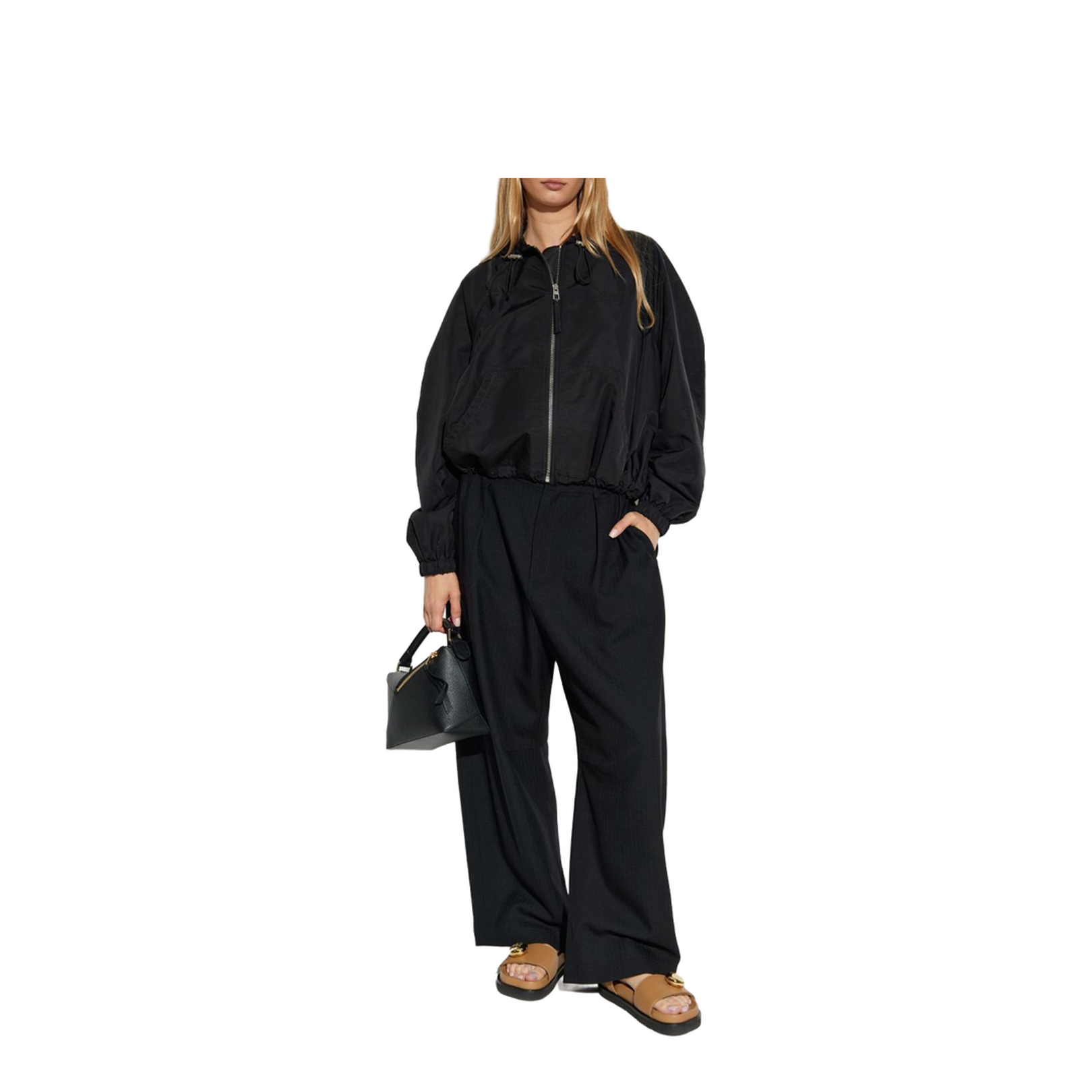Balloon Jacket in Cupro Blend Black