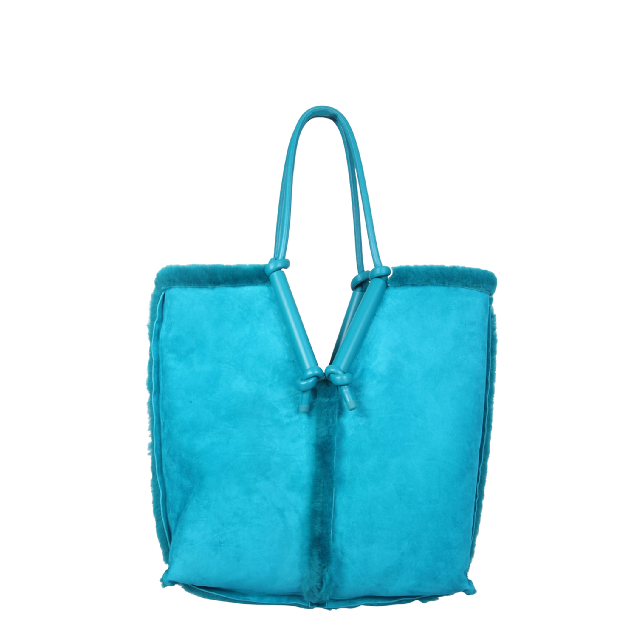 Bolster Medium Lambskin Tote Bags - Blue