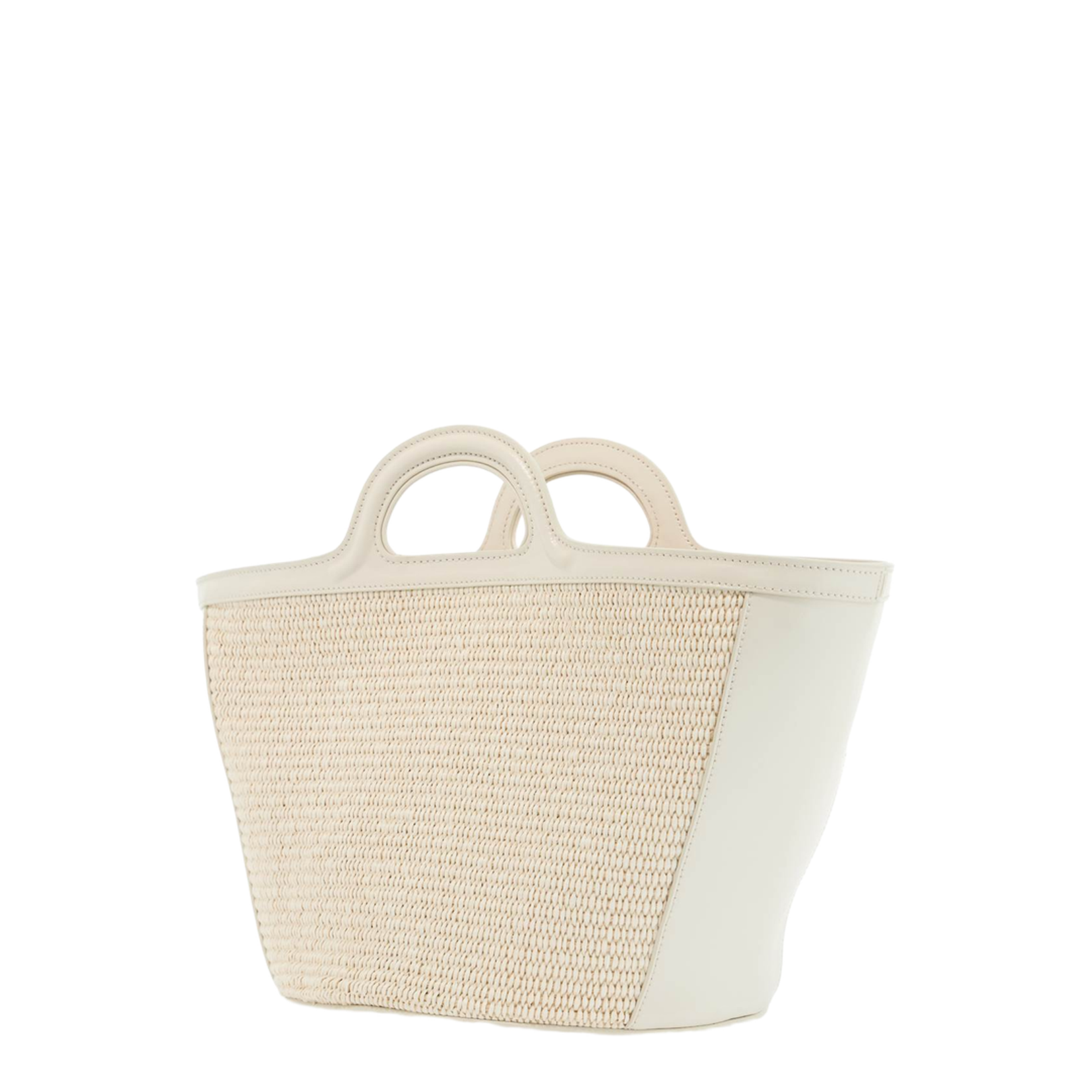 Beige Cotton and Nylon Handbag with Woven Design
