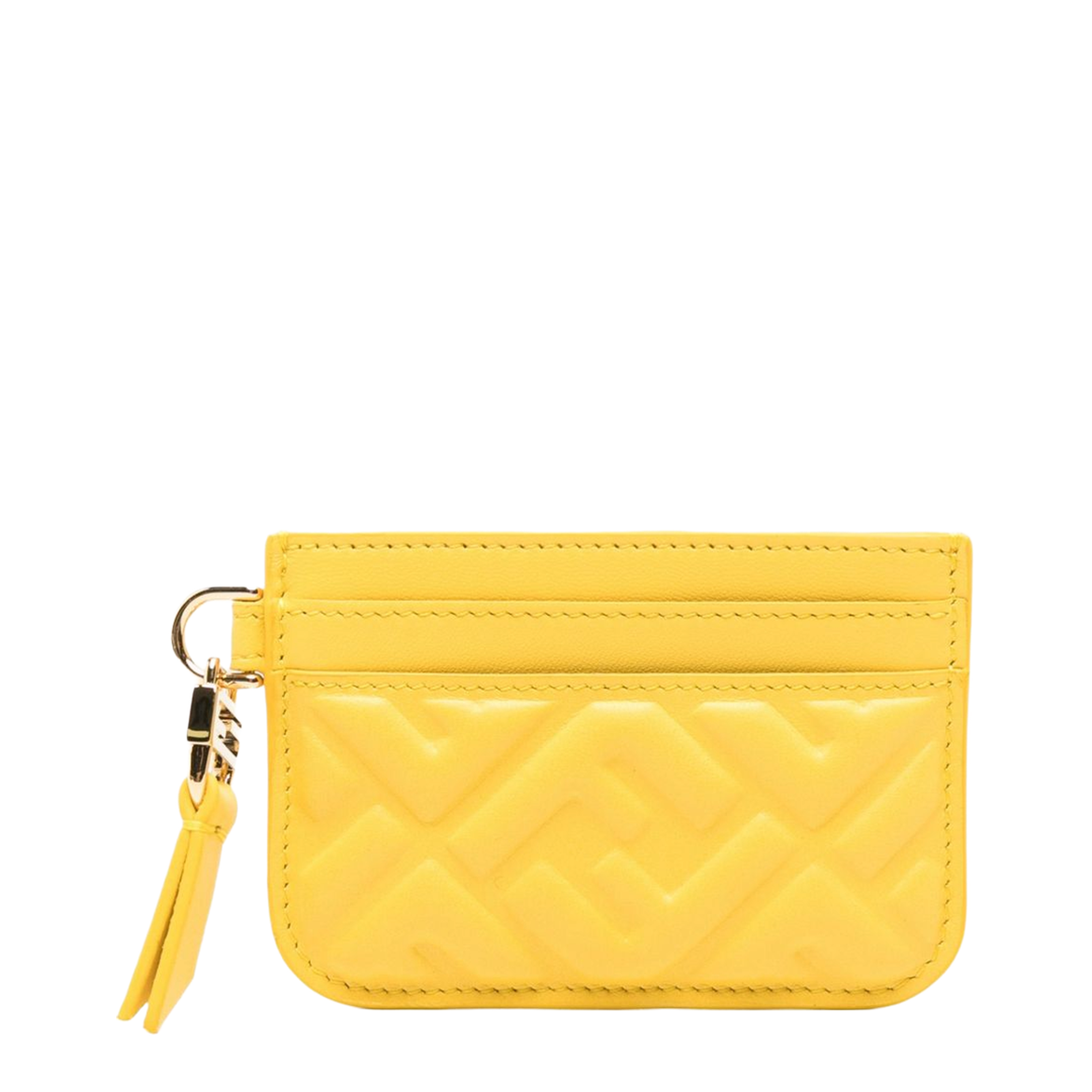 Yellow Nappa Leather Baguette Card Case with FF Motif