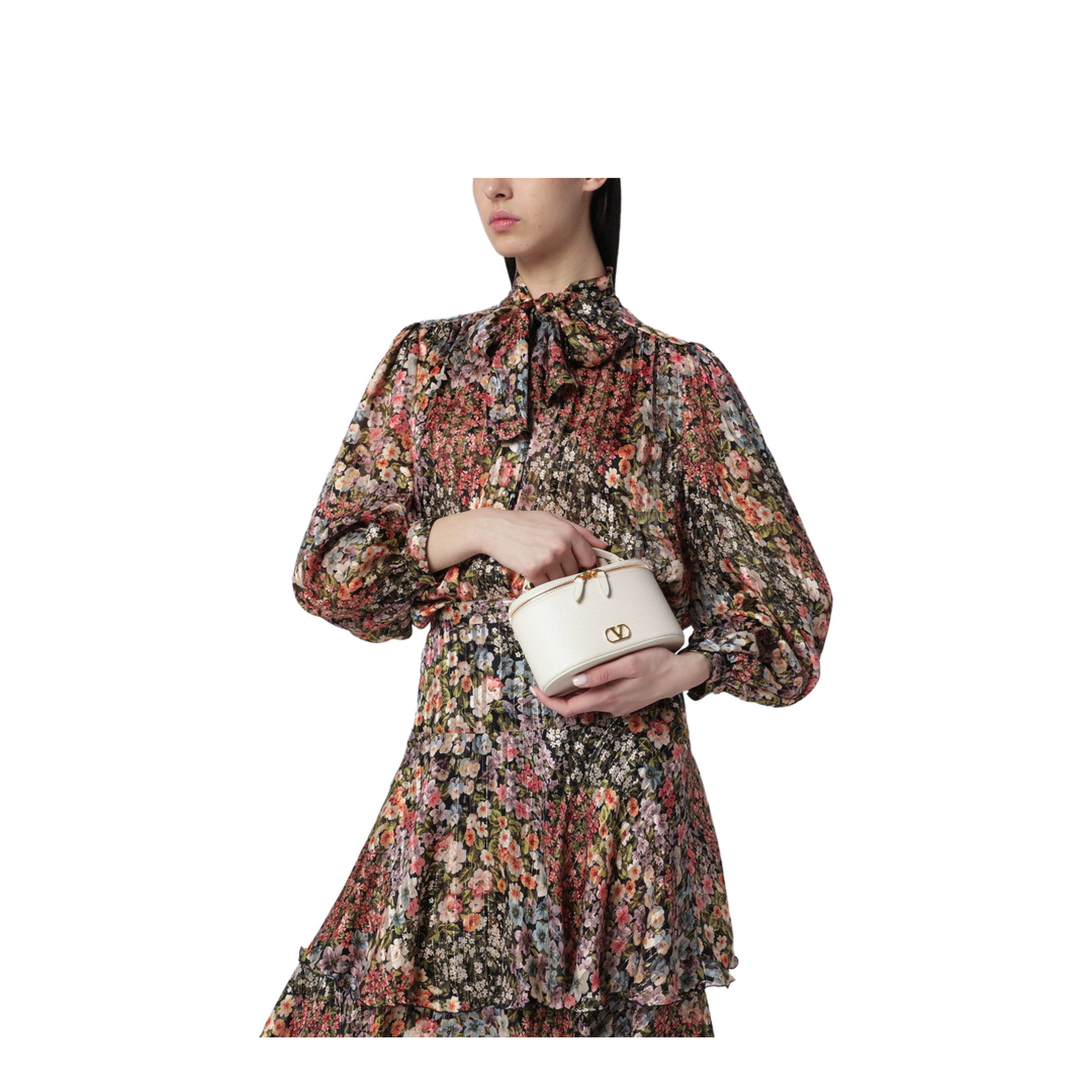 Vlogo Signature Mini Vanity Bag in Ivory Grained Calfskin