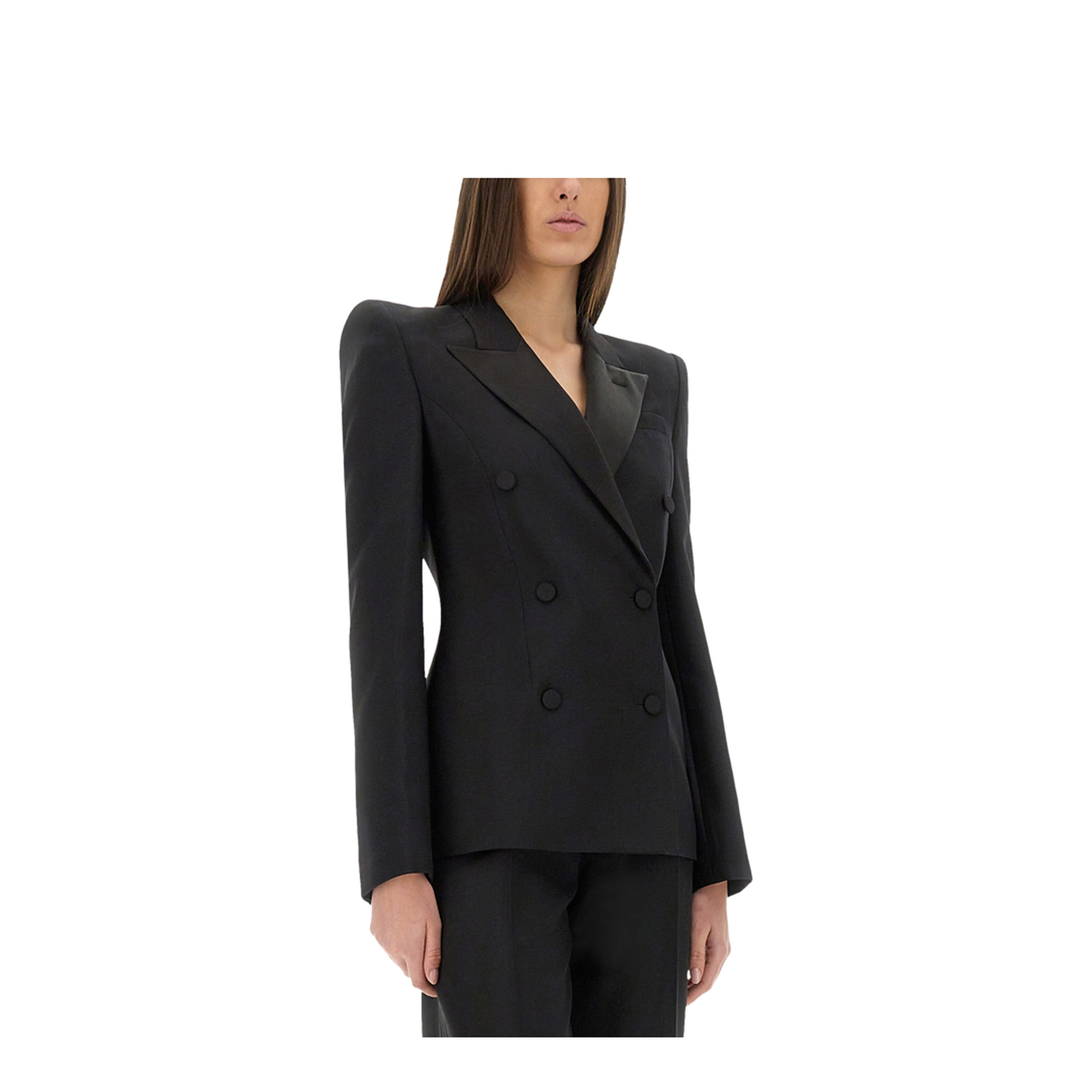 Double-Breasted Jacket with Voluminous Shoulders