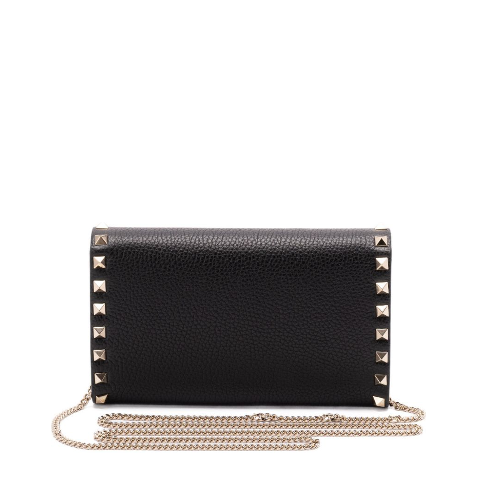 Rockstud Leather Wallet on Chain