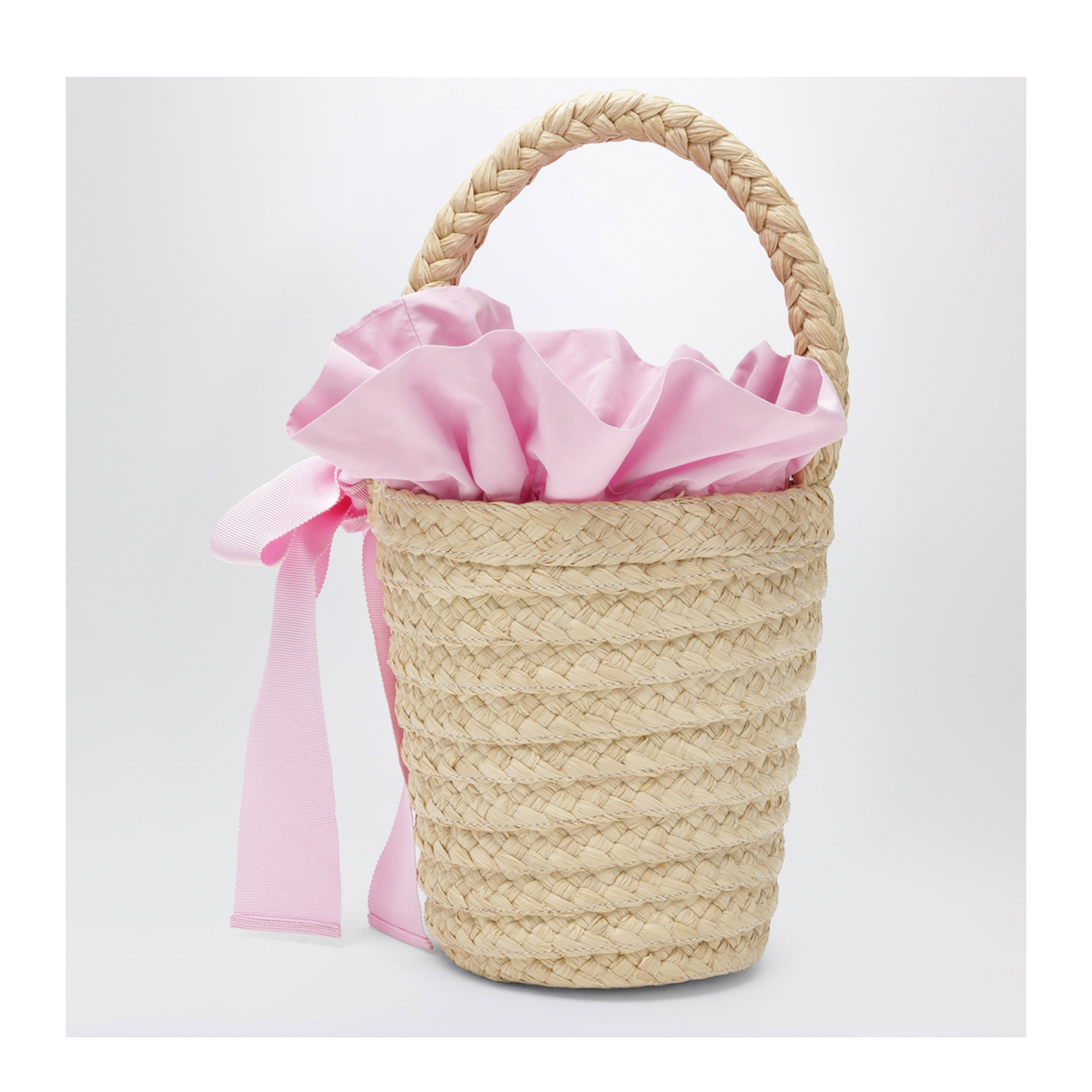 Vanilla Straw Bucket with Logo