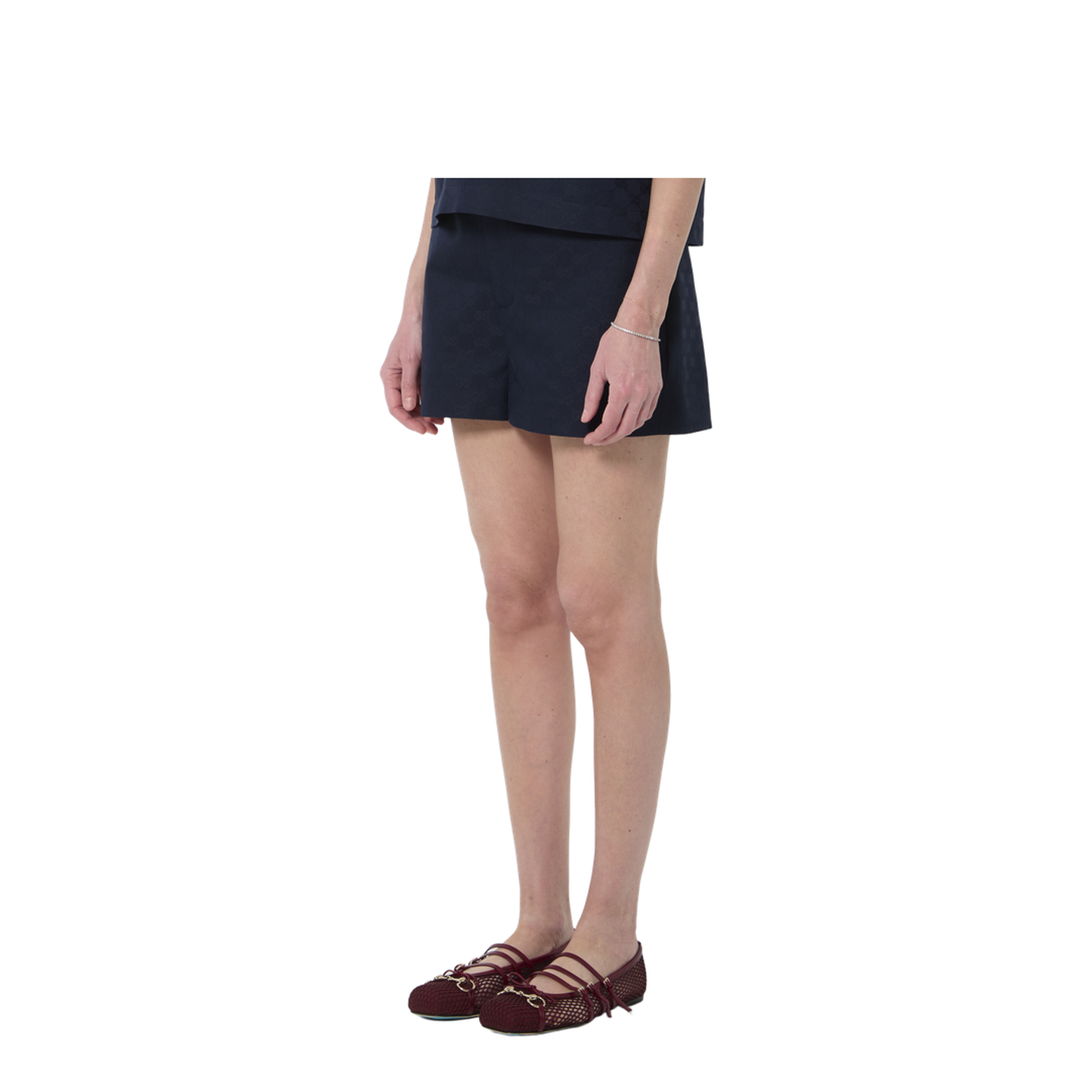 Blue Gg Cotton Gabardine Shorts