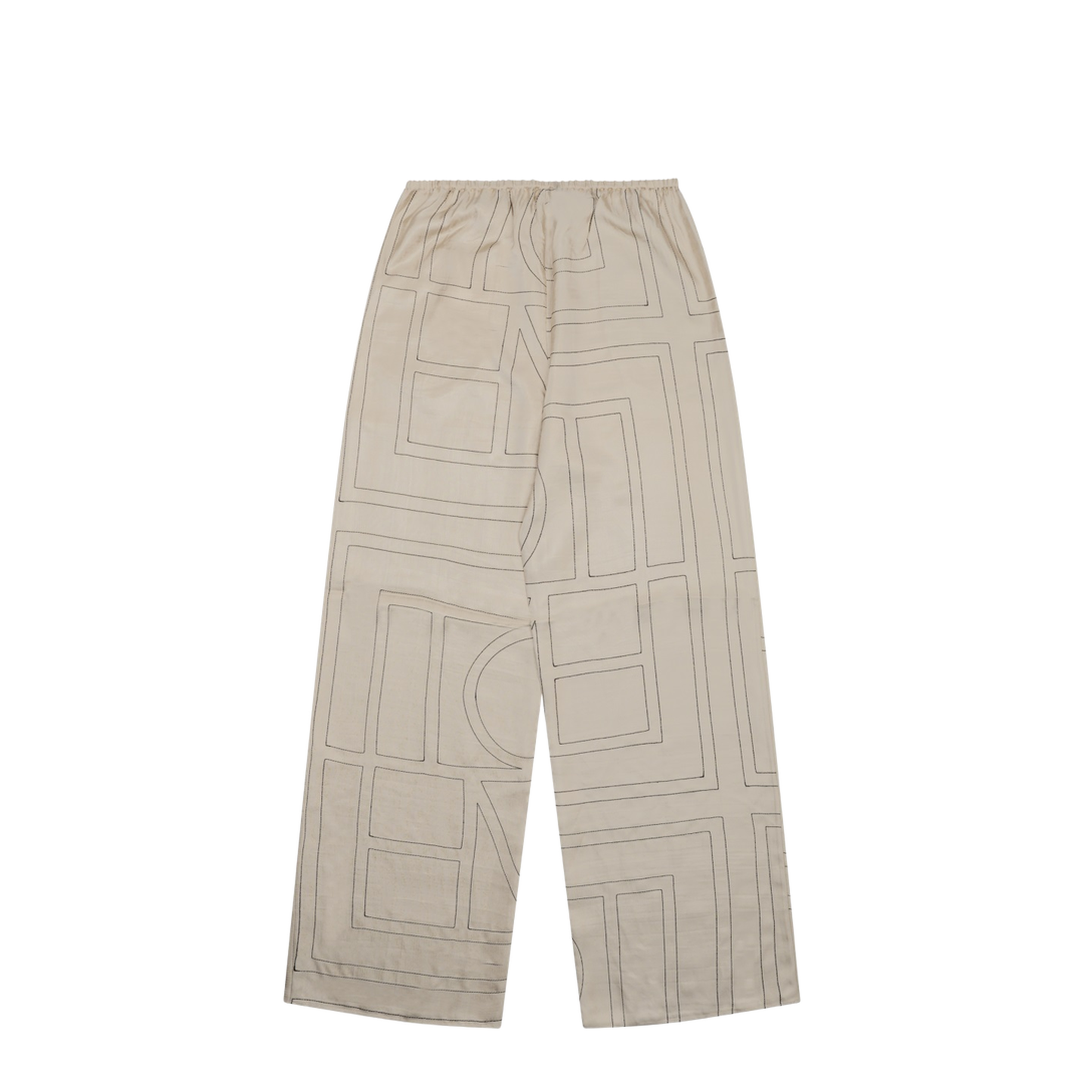 White Pants with All-Over Monogram in Silk