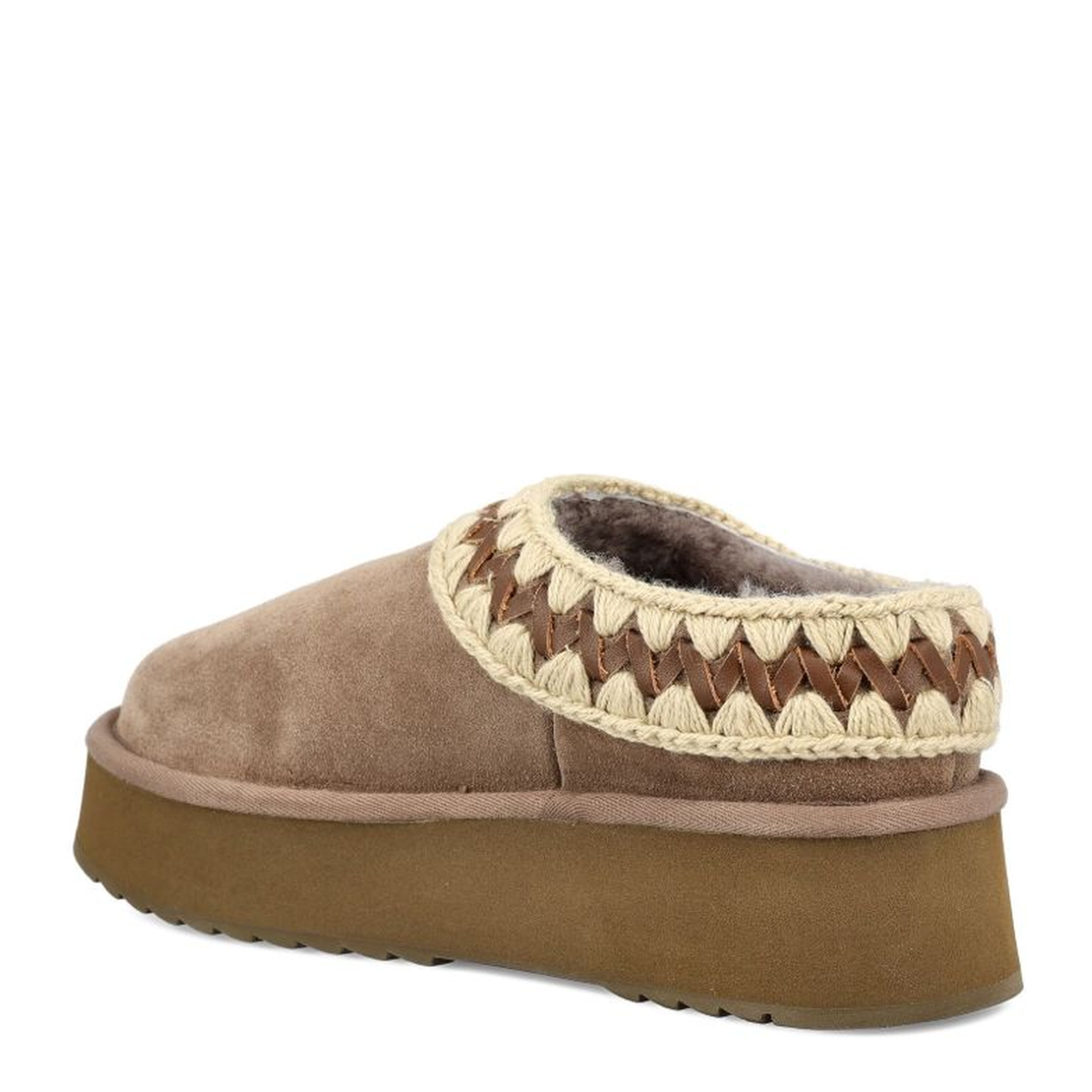 Platform Clog Suede Leather Stitching