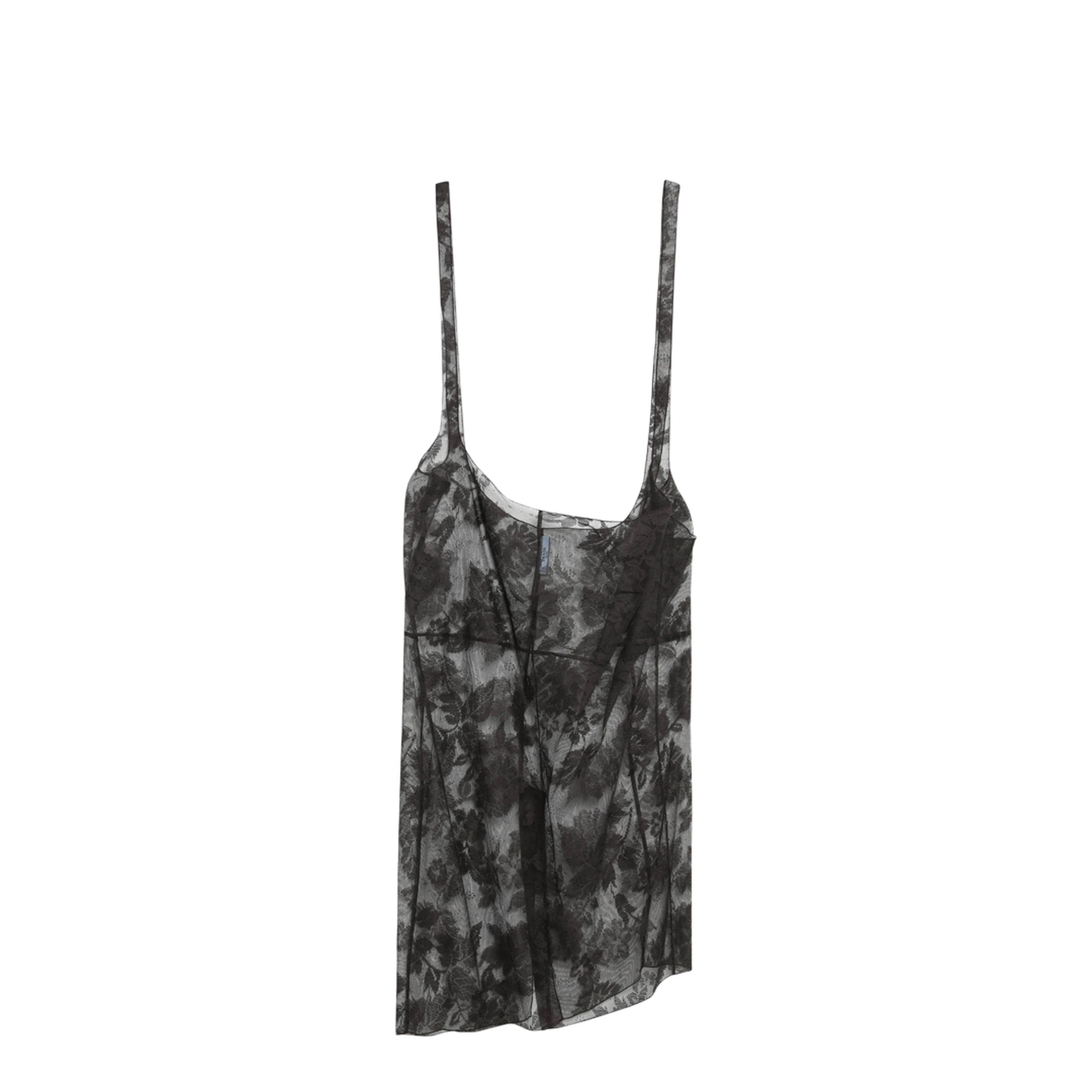 Brown Chantilly Lace Midi Skirt with Straps