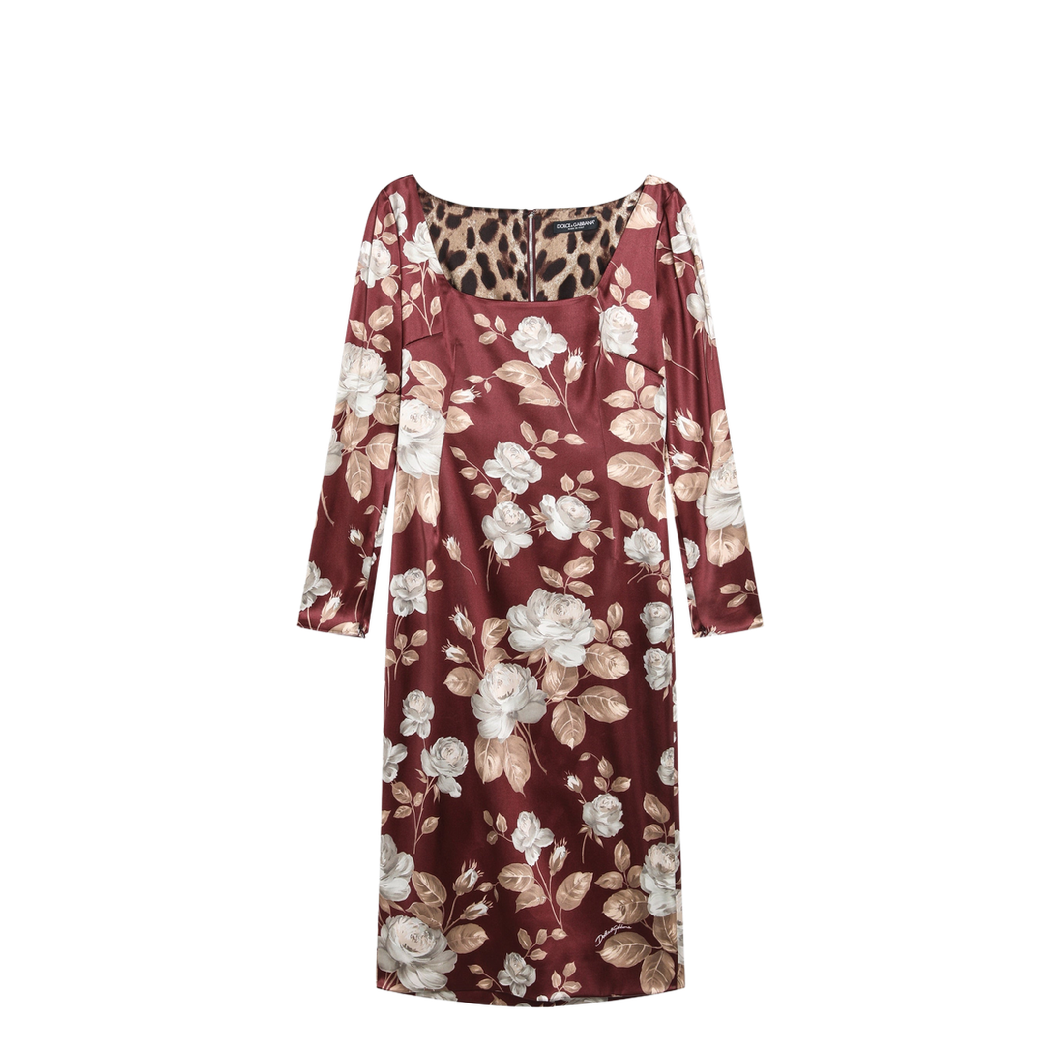 MAYFEYR - Dolce & Gabbana - Burgundy Satin Dress With Floral Print - F6TYGTFSIB8HR5QQ