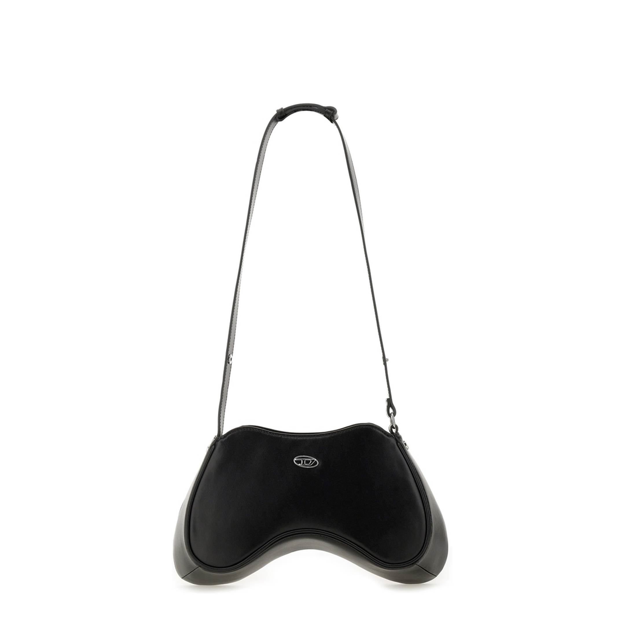 Play Semi-Gloss Leather Shoulder Bag - Black