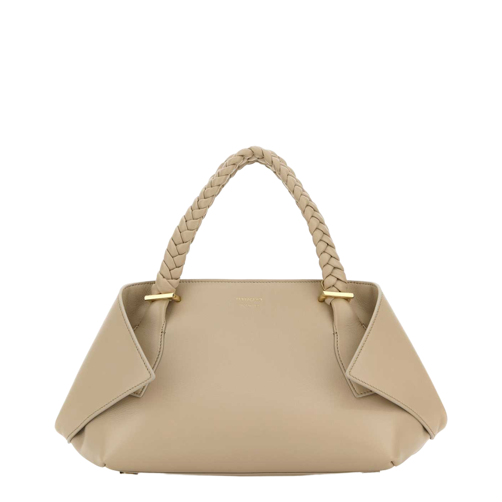 Beige Leather Medium Handbag