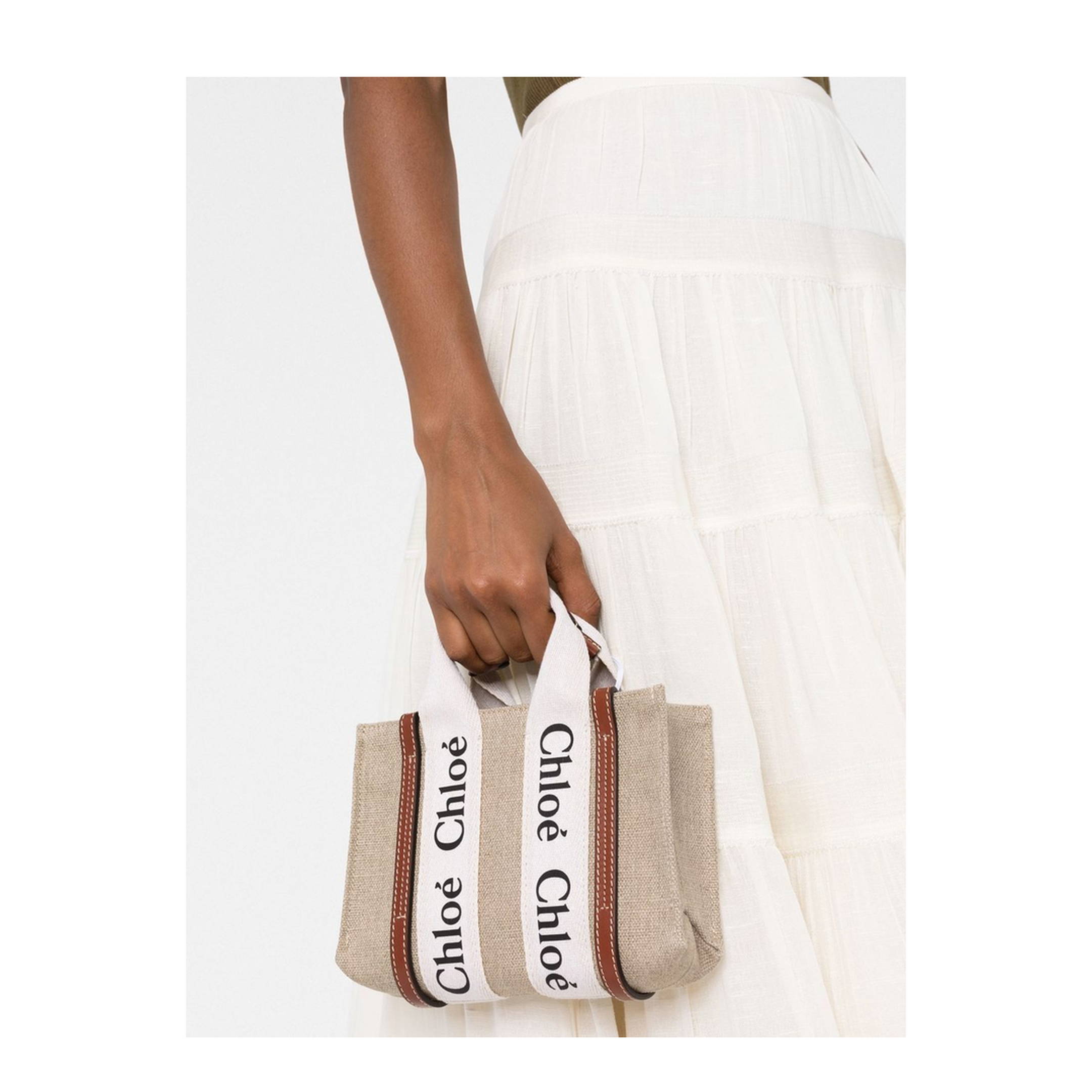 Mini Woody Tote Bag in Linen