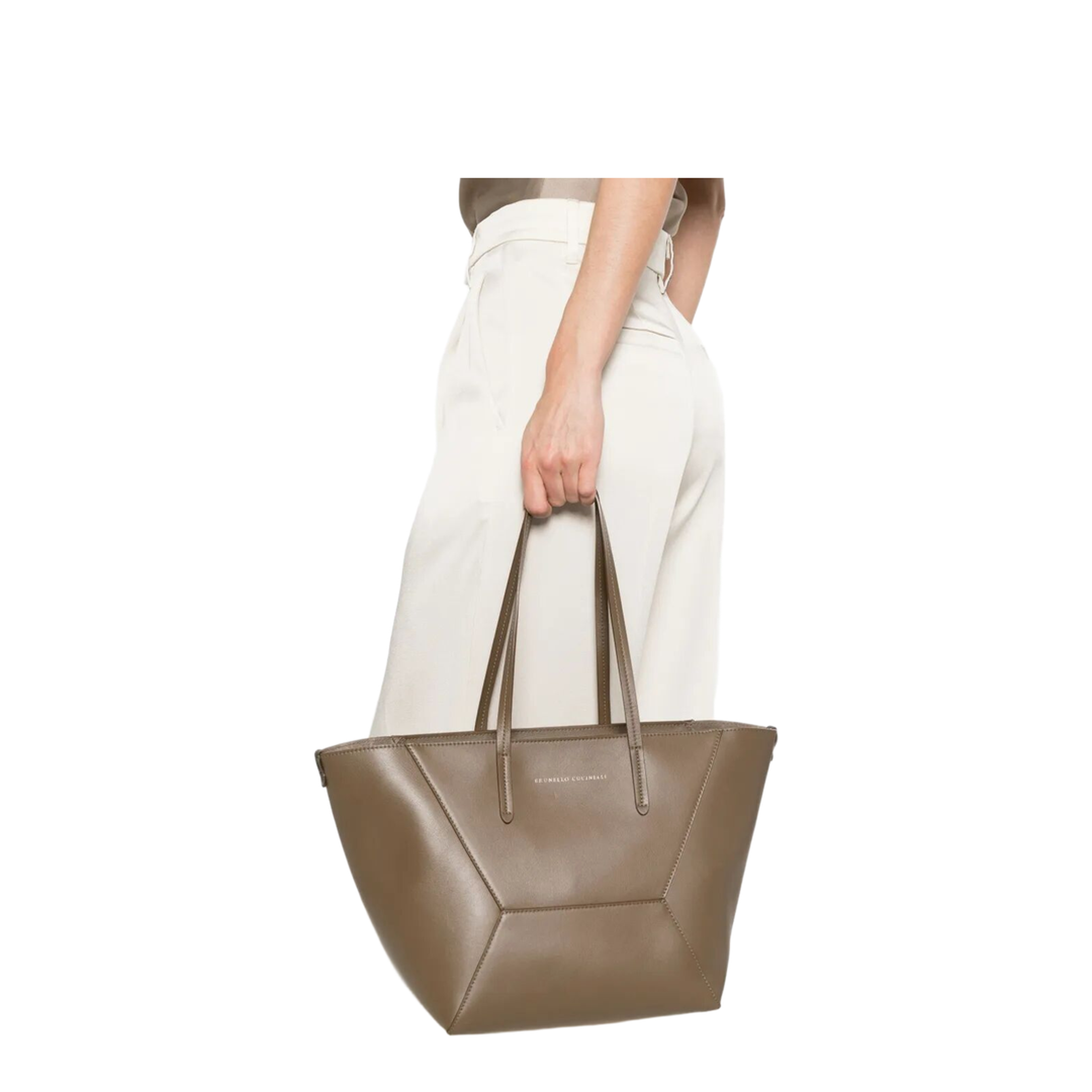 Leather Tote Bag with Pouch