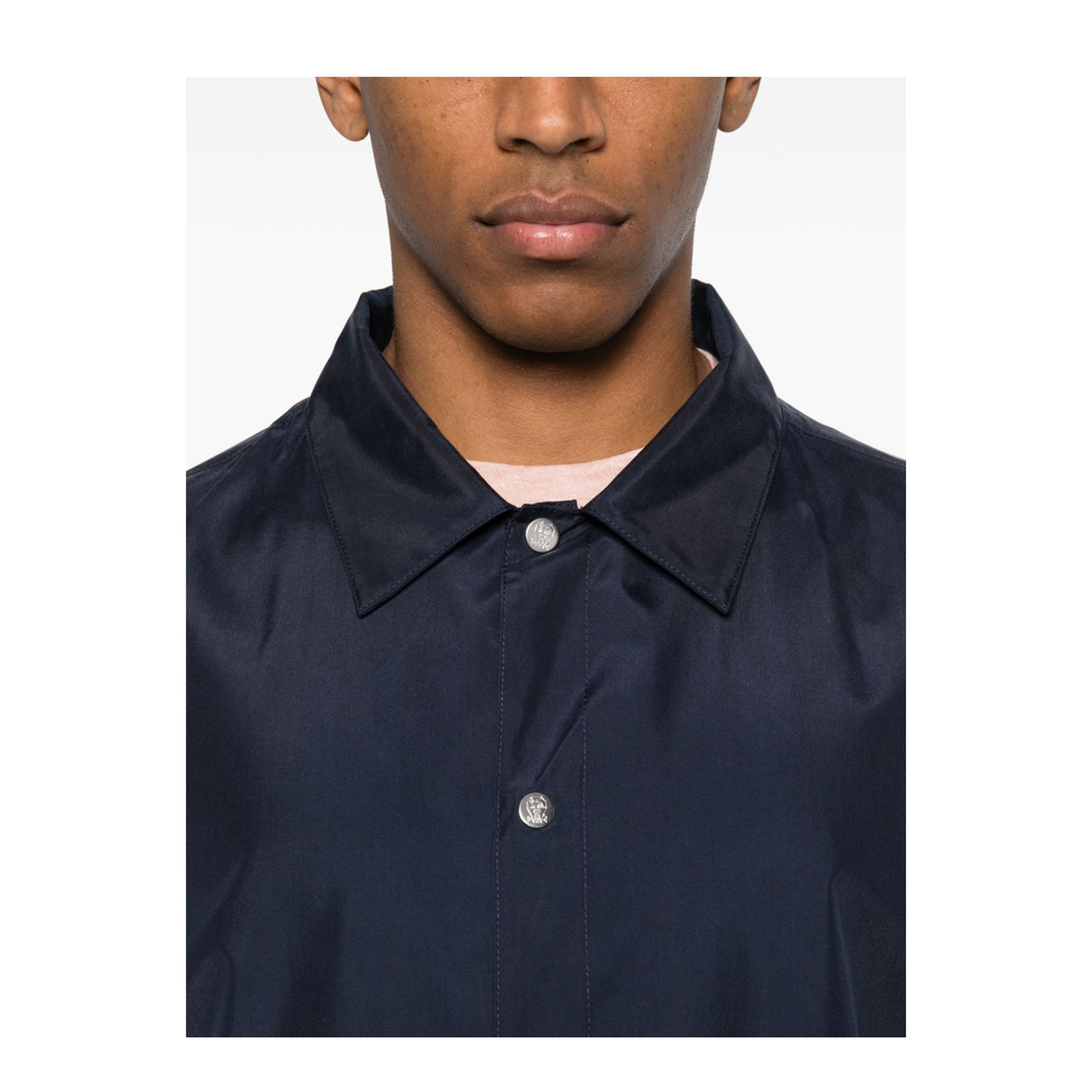 Buttoned Silk Jacket Blue