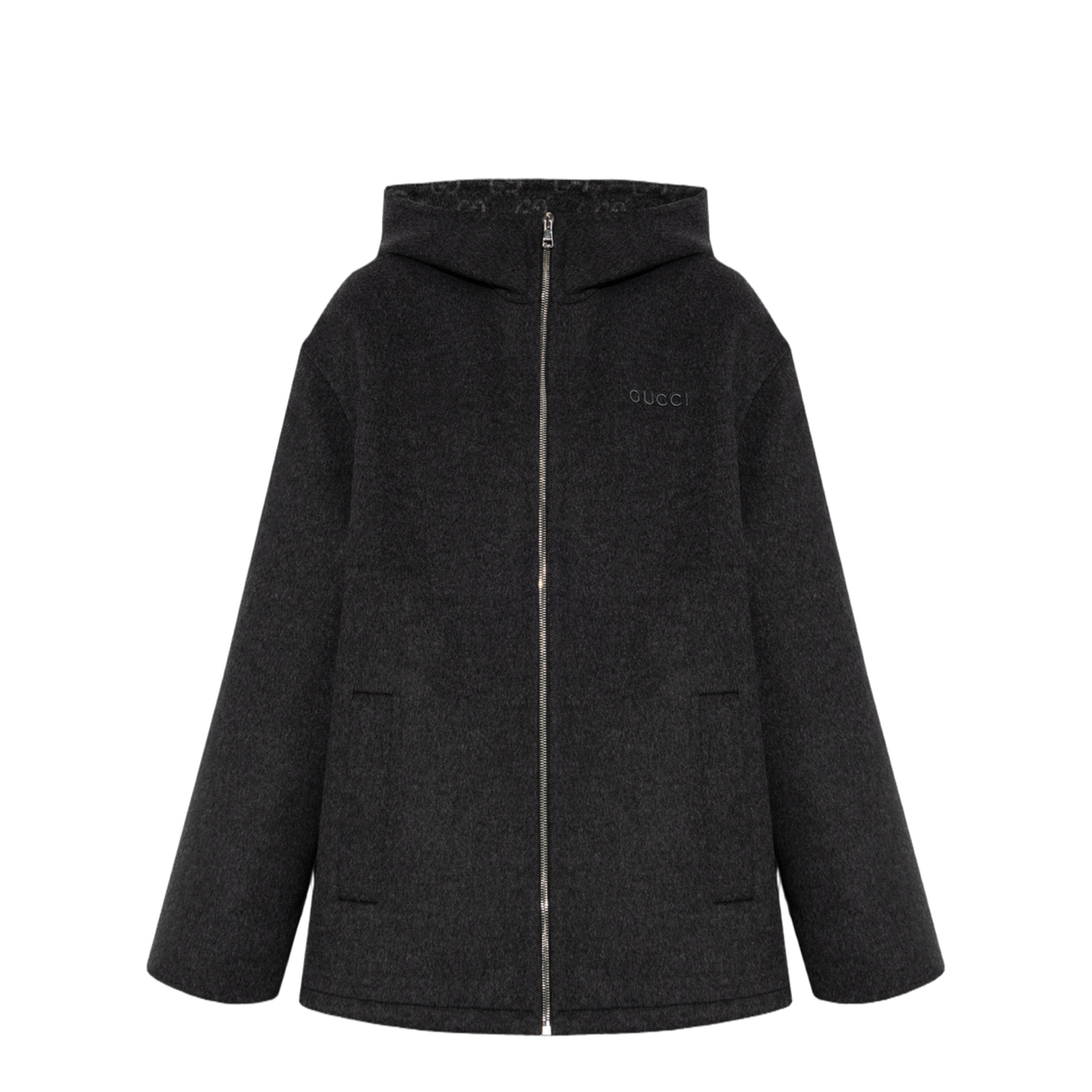 Embroidered Wool and Silk Hooded Jacket
