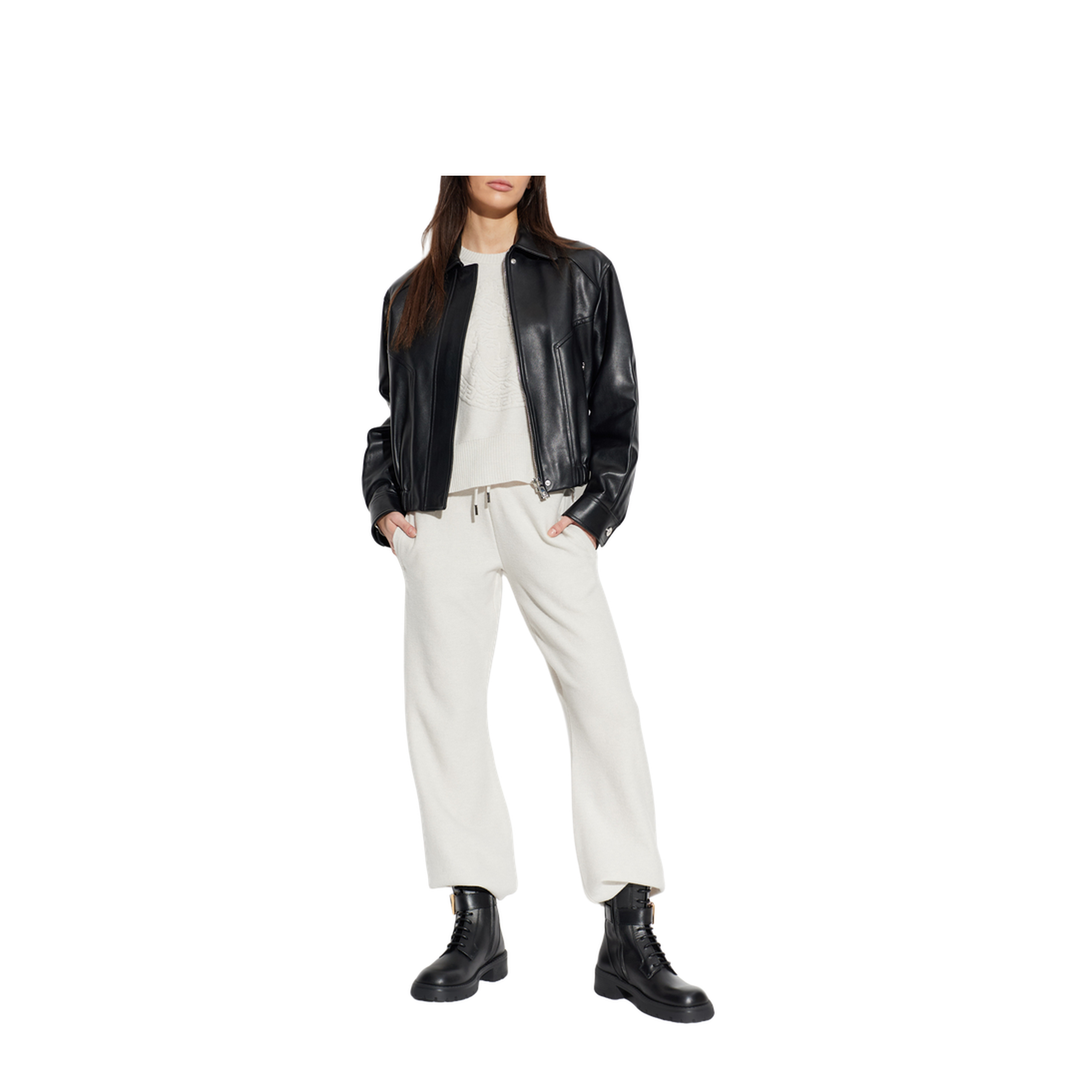 Leather Blouson Puffer Jackets Black