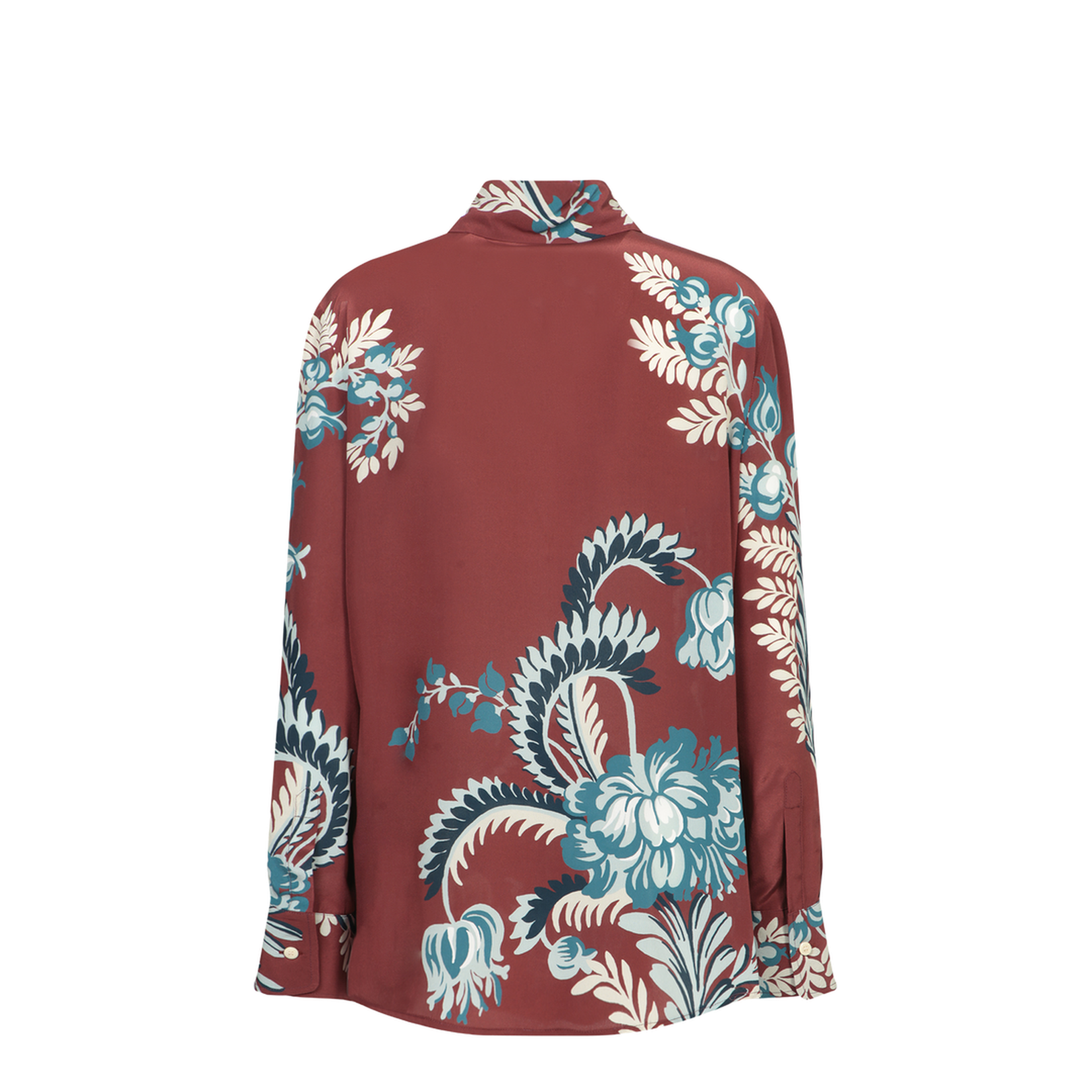 Floral-printed Curved Hem Shirt