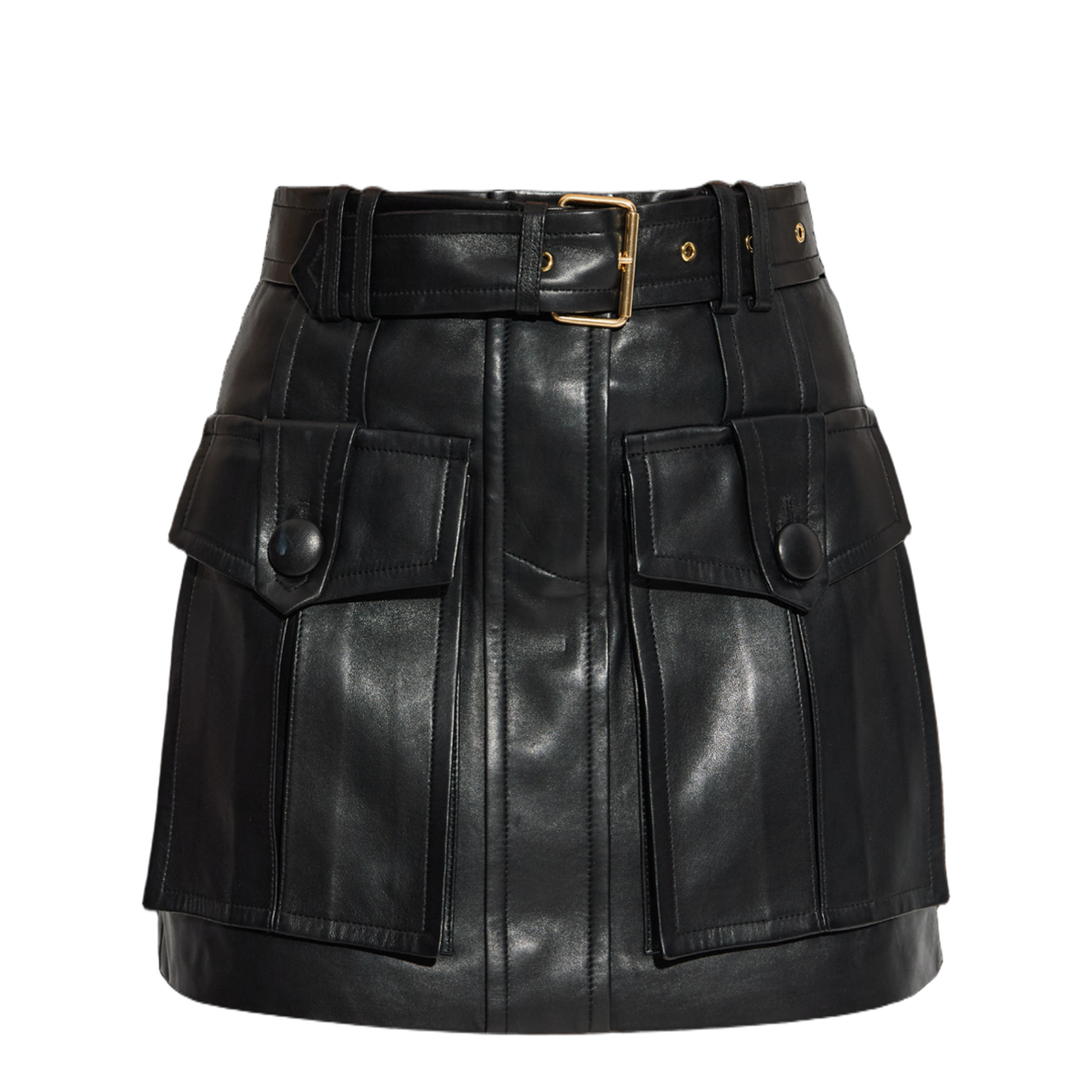 Short Lambskin Skirt Black