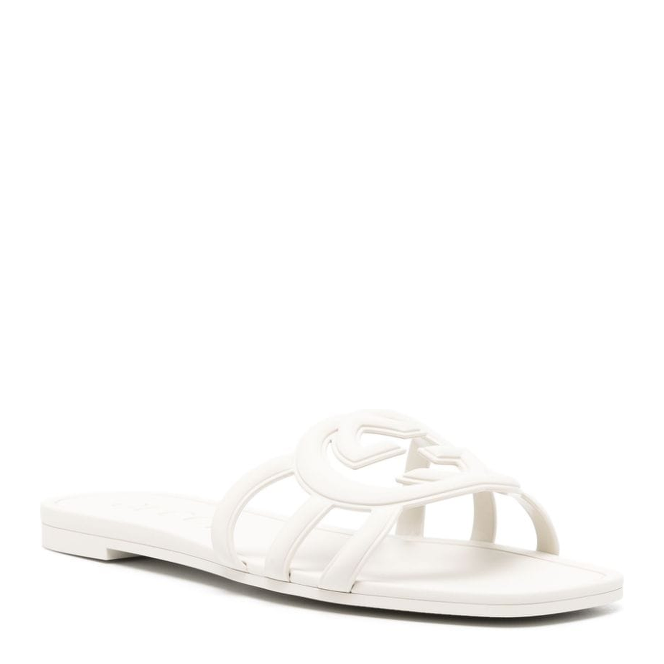 Interlocking G Slide Sandal in White Rubber