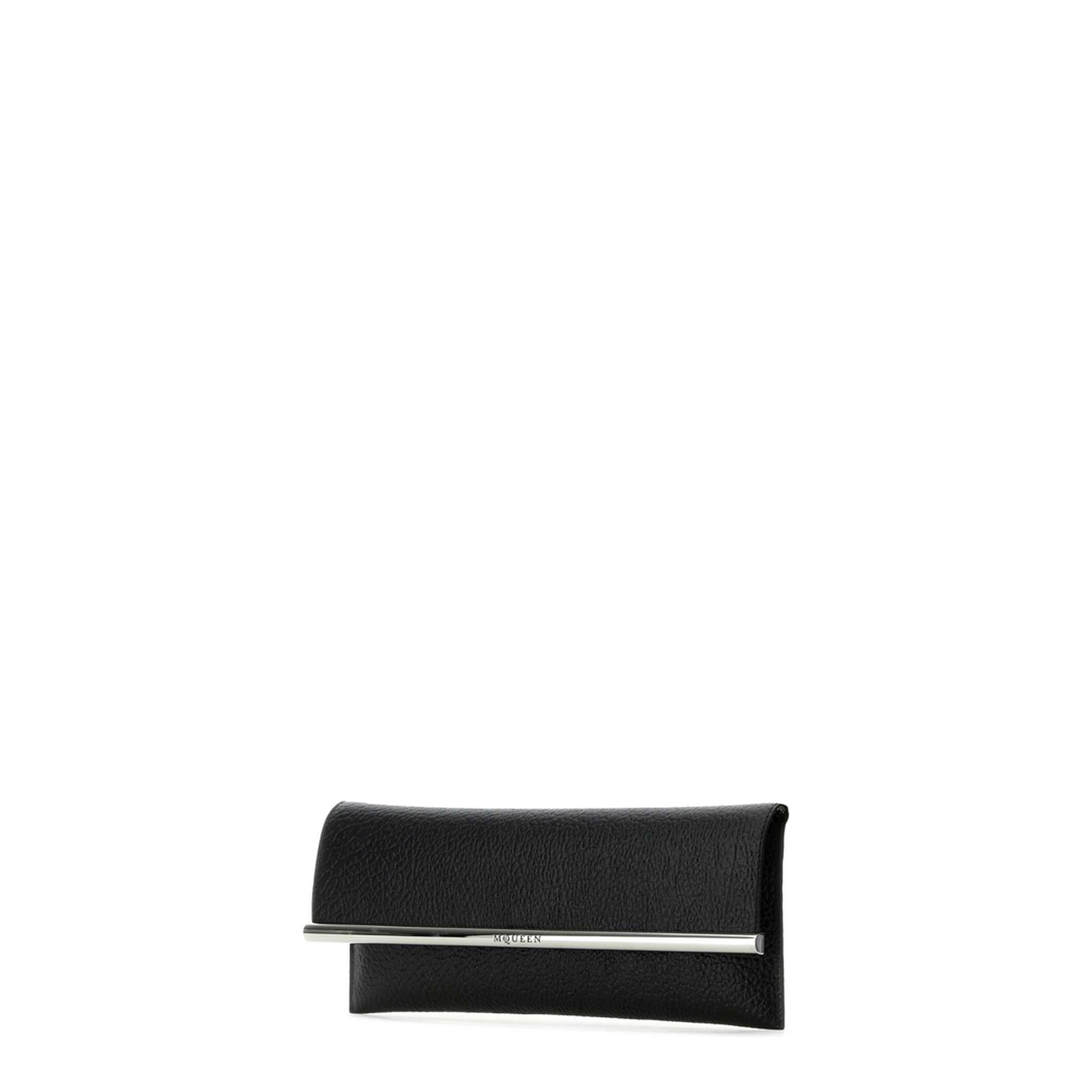 Black Leather Cross B-Long Clutch