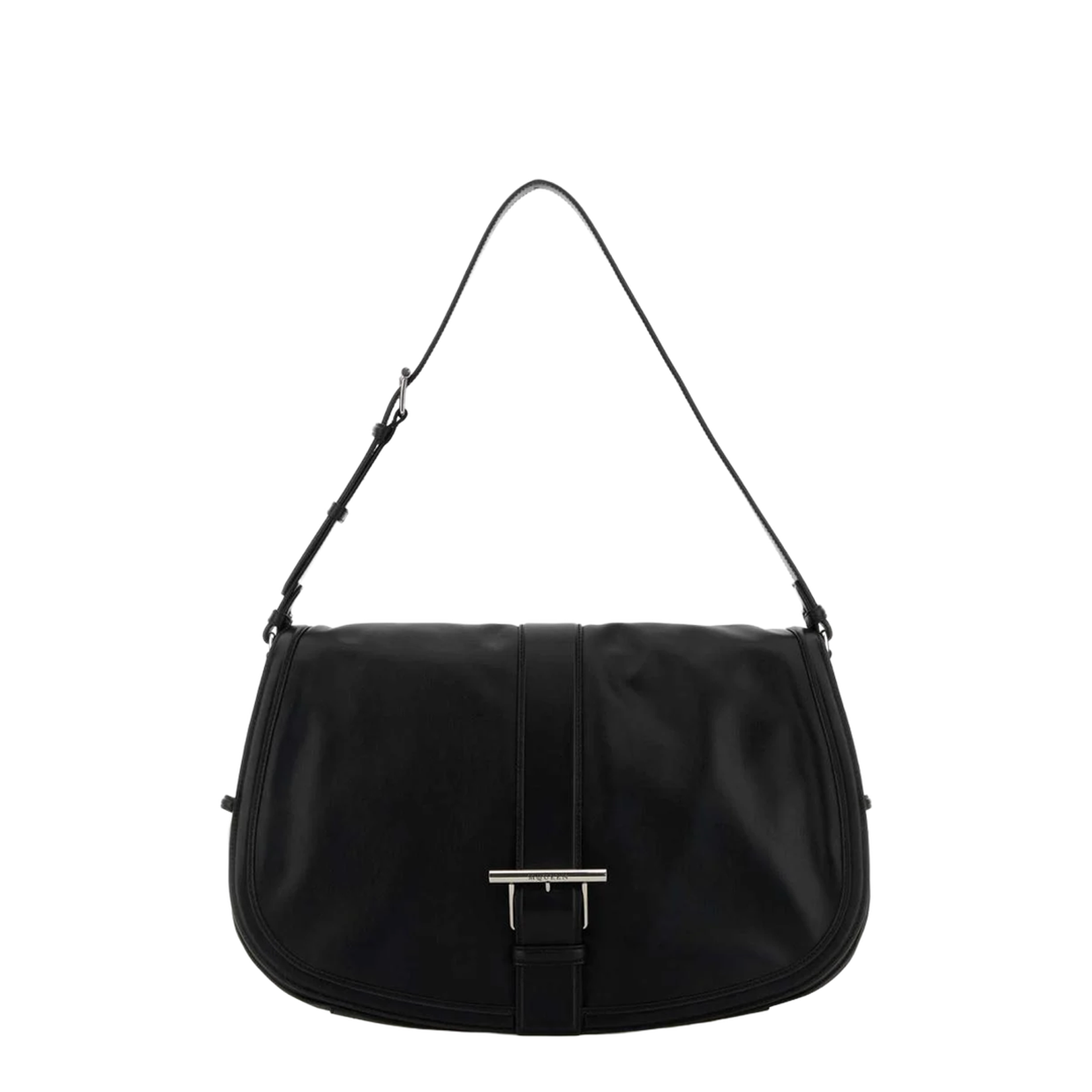 Black Leather Maxi Satchel Shoulder Bag