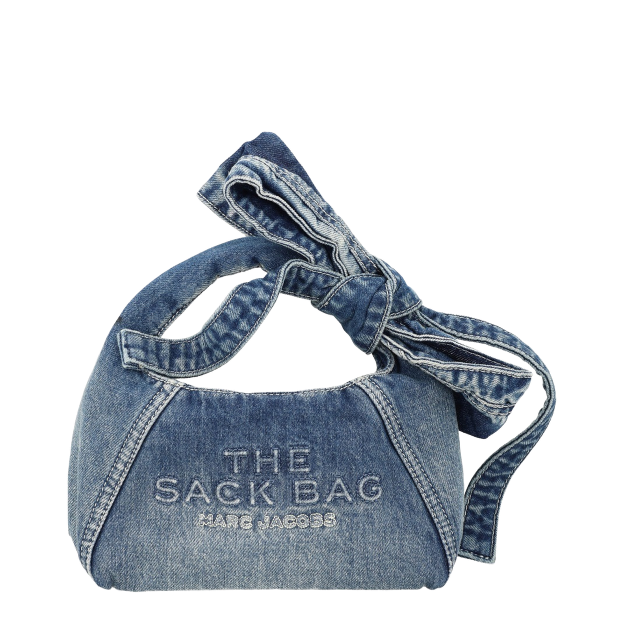 The Bow Denim Mini Sack Bag - Medium Wash Indigo
