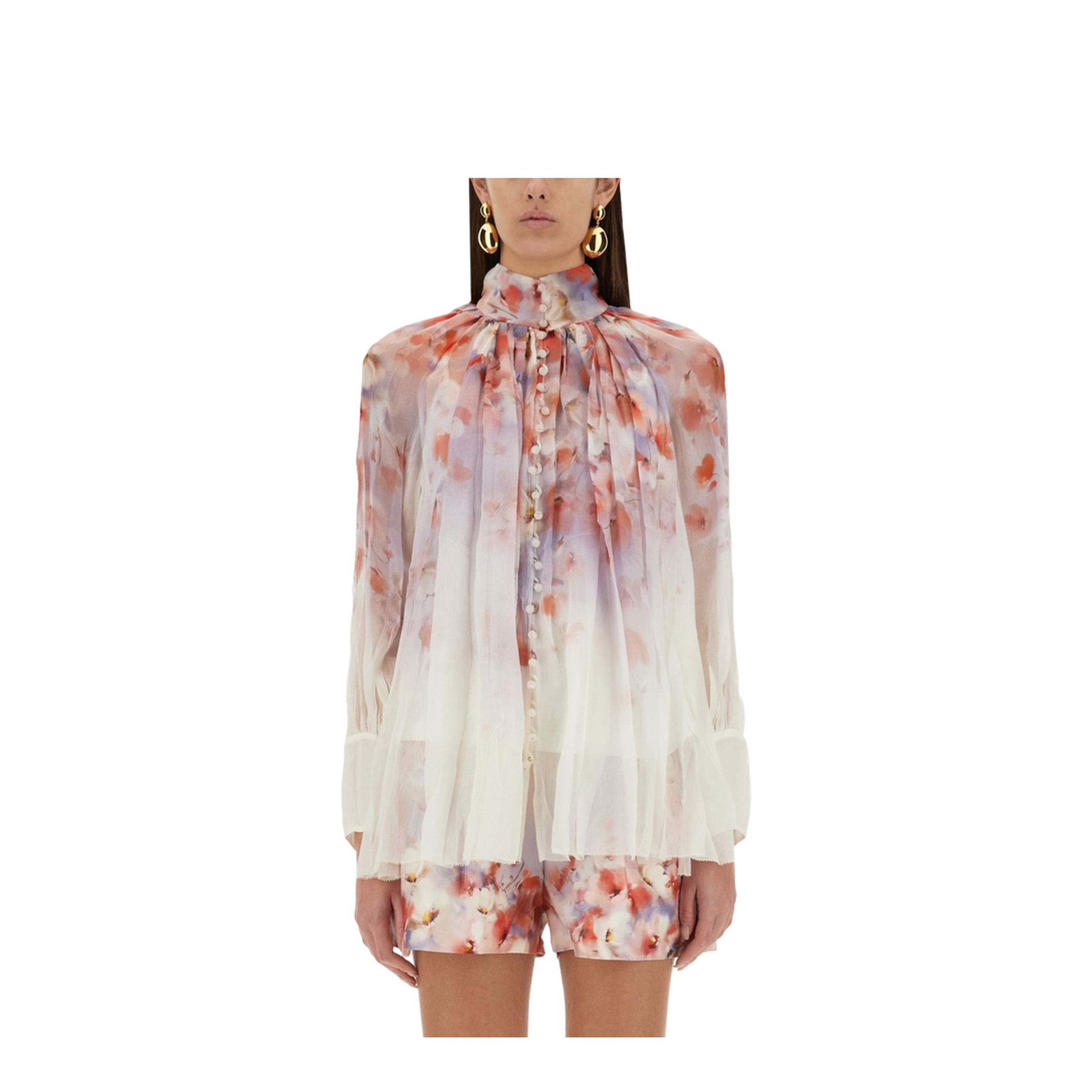 Crush Blouse With Floral Print