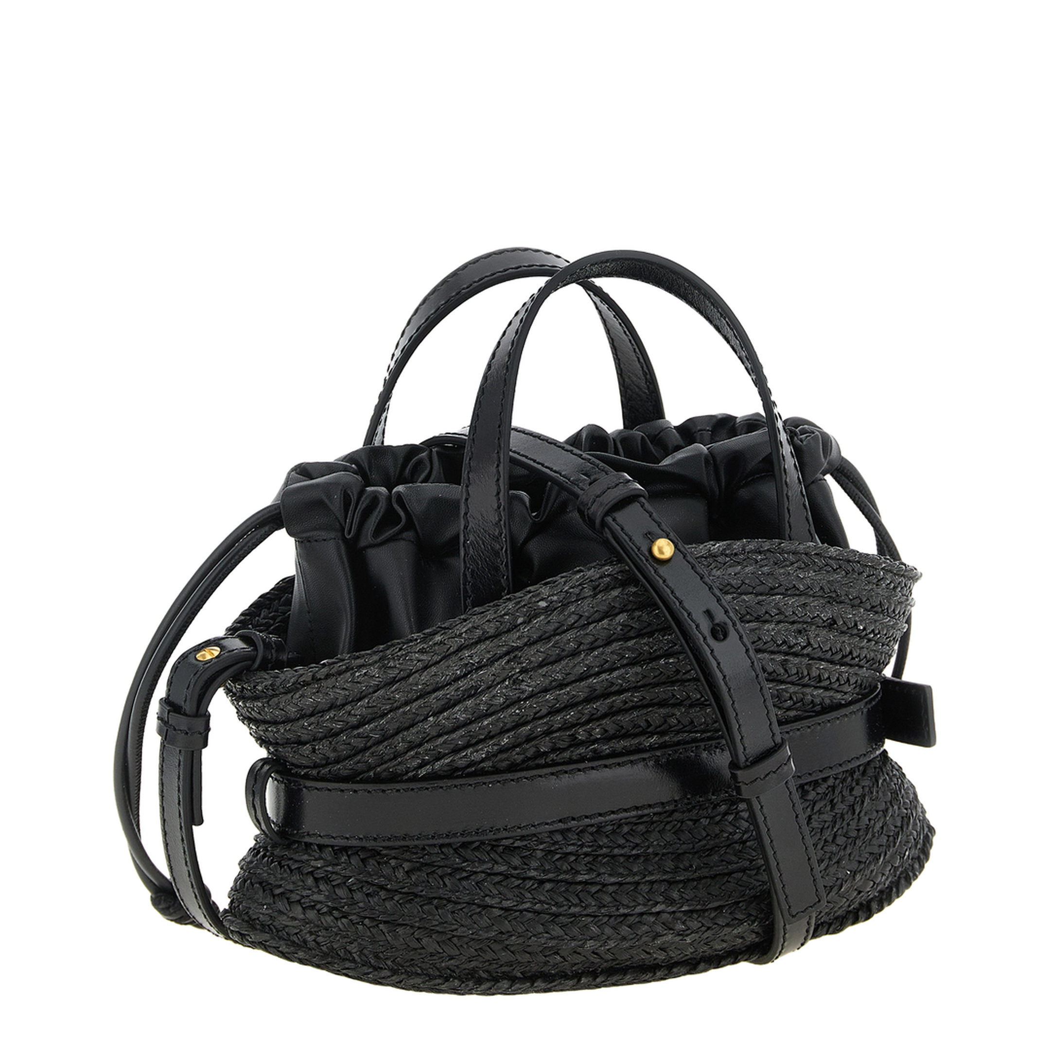 Shuffle Mini Bag in Calfskin and Raffia