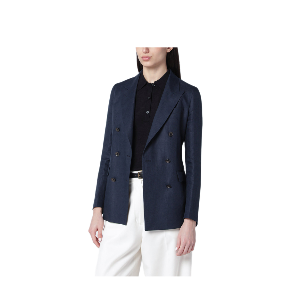 MAYFEYR - Tagliatore - Navy Blue Double Breasted Linen Jacket - JPARIGI10BSV340021EB807