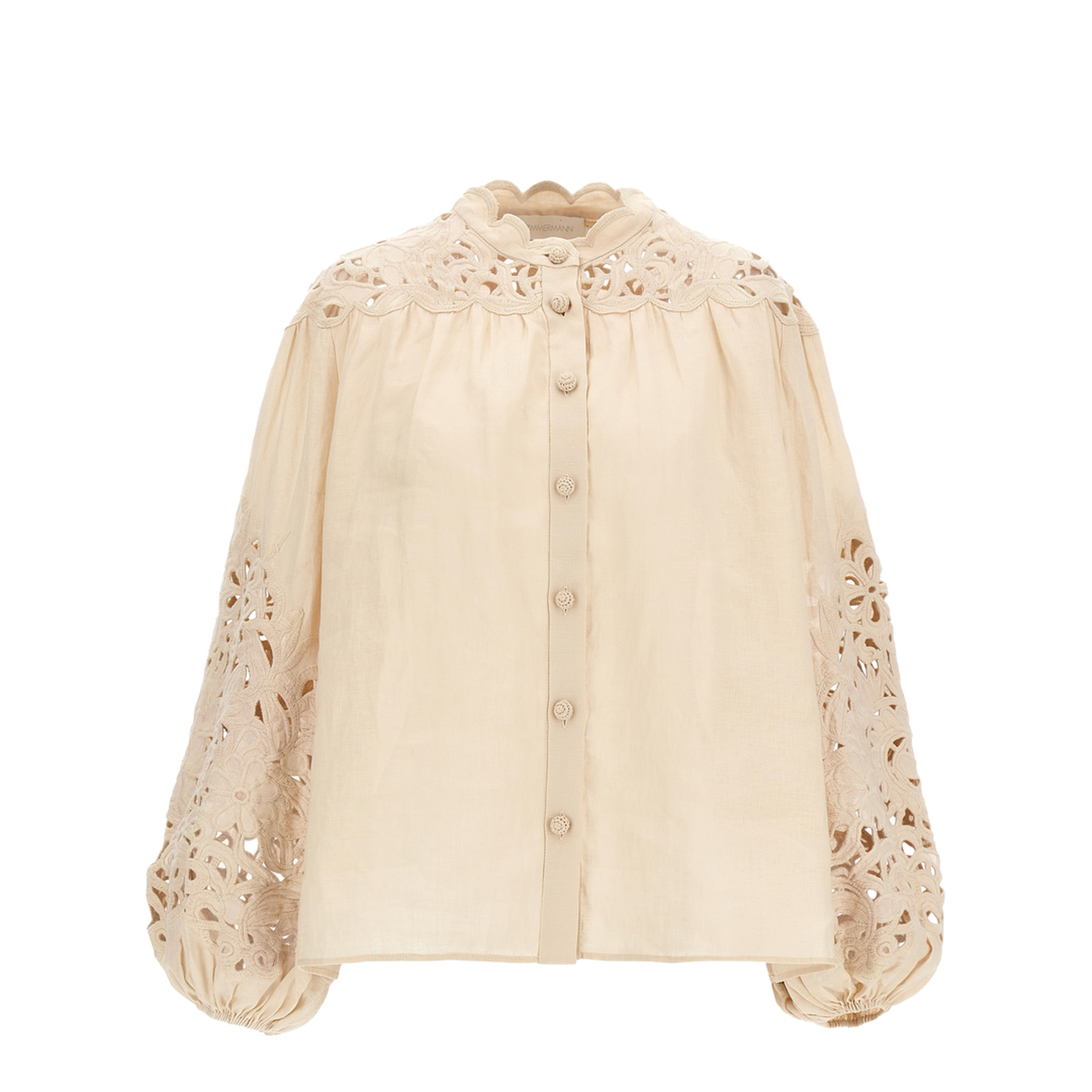 Linen Embroidered Wylie Blouse Cream