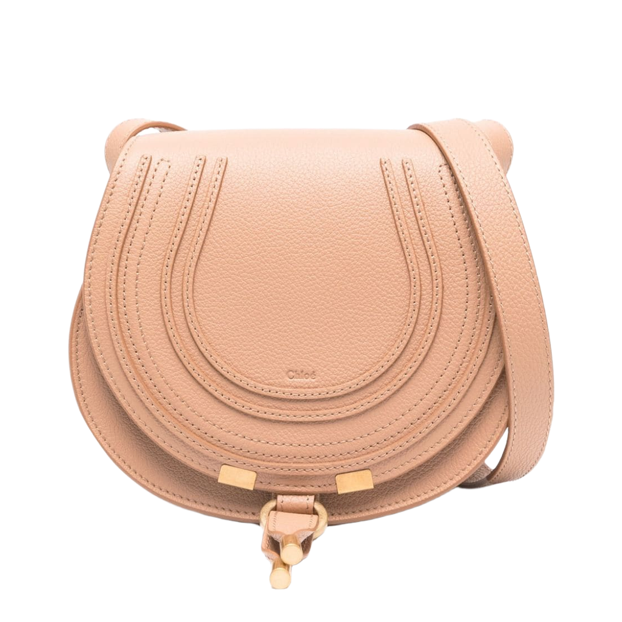 Marcie Small Calfskin Saddle Bag - Light Tan Brown