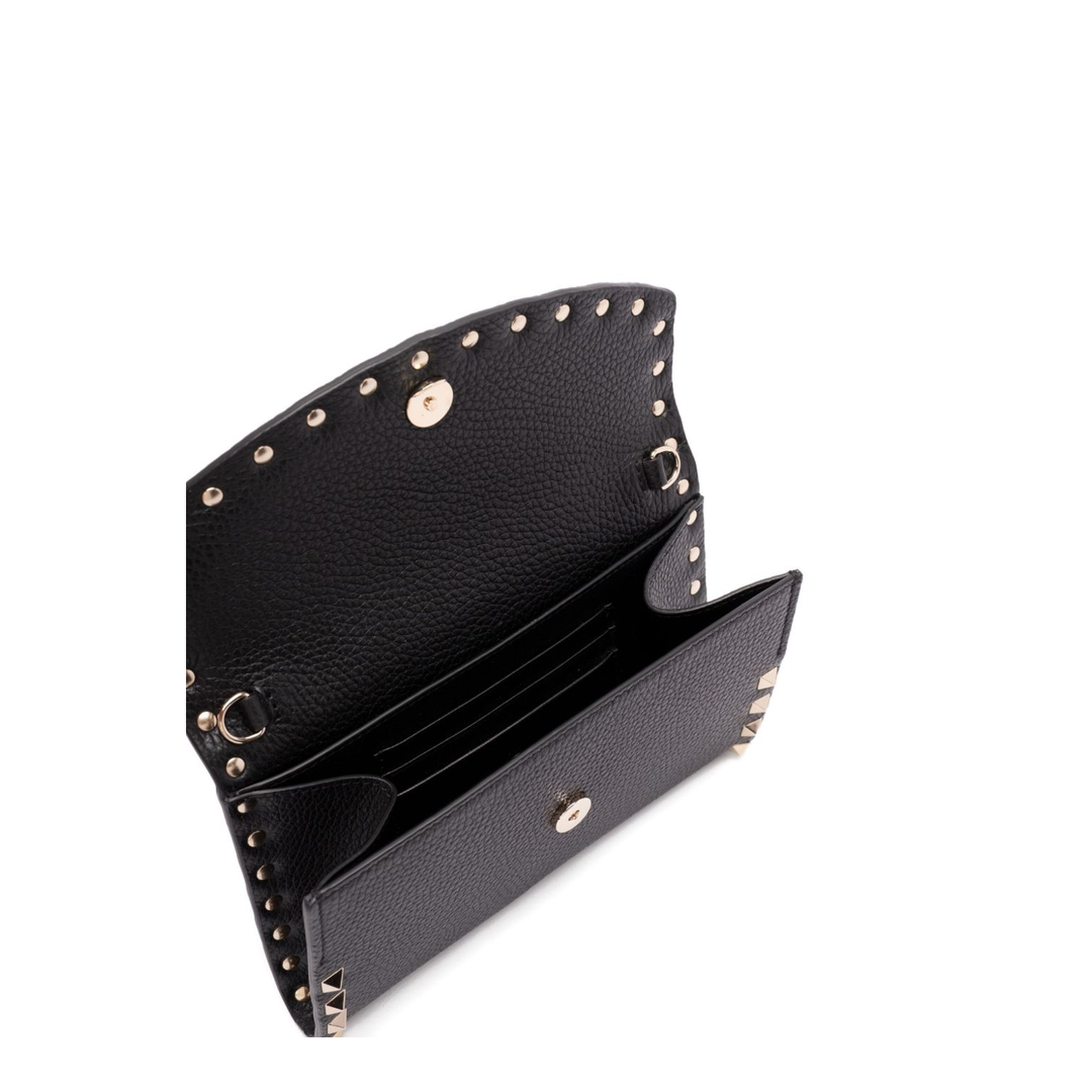 Rockstud Leather Wallet on Chain