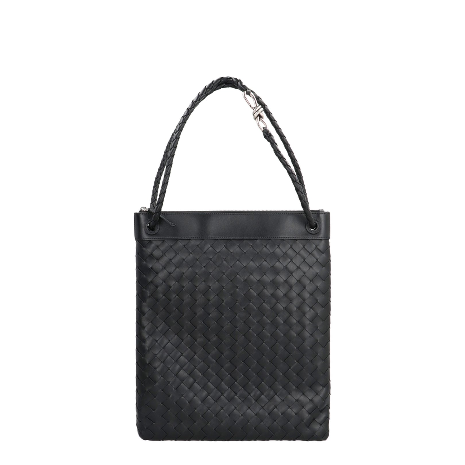 Andiamo Flat Leather Tote Bags - Black