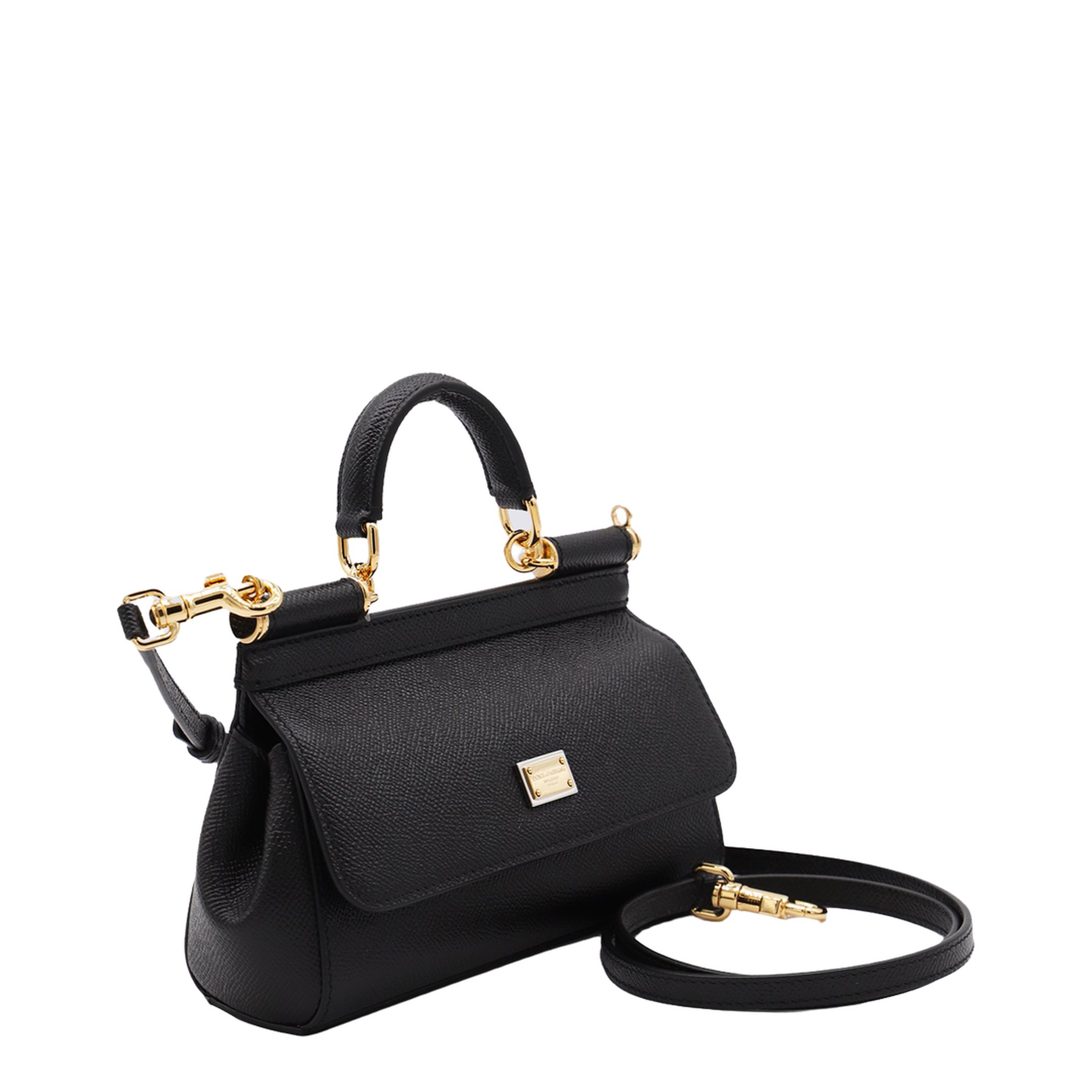 Sicily Small Calf Leather Top-Handle Bag - Nero