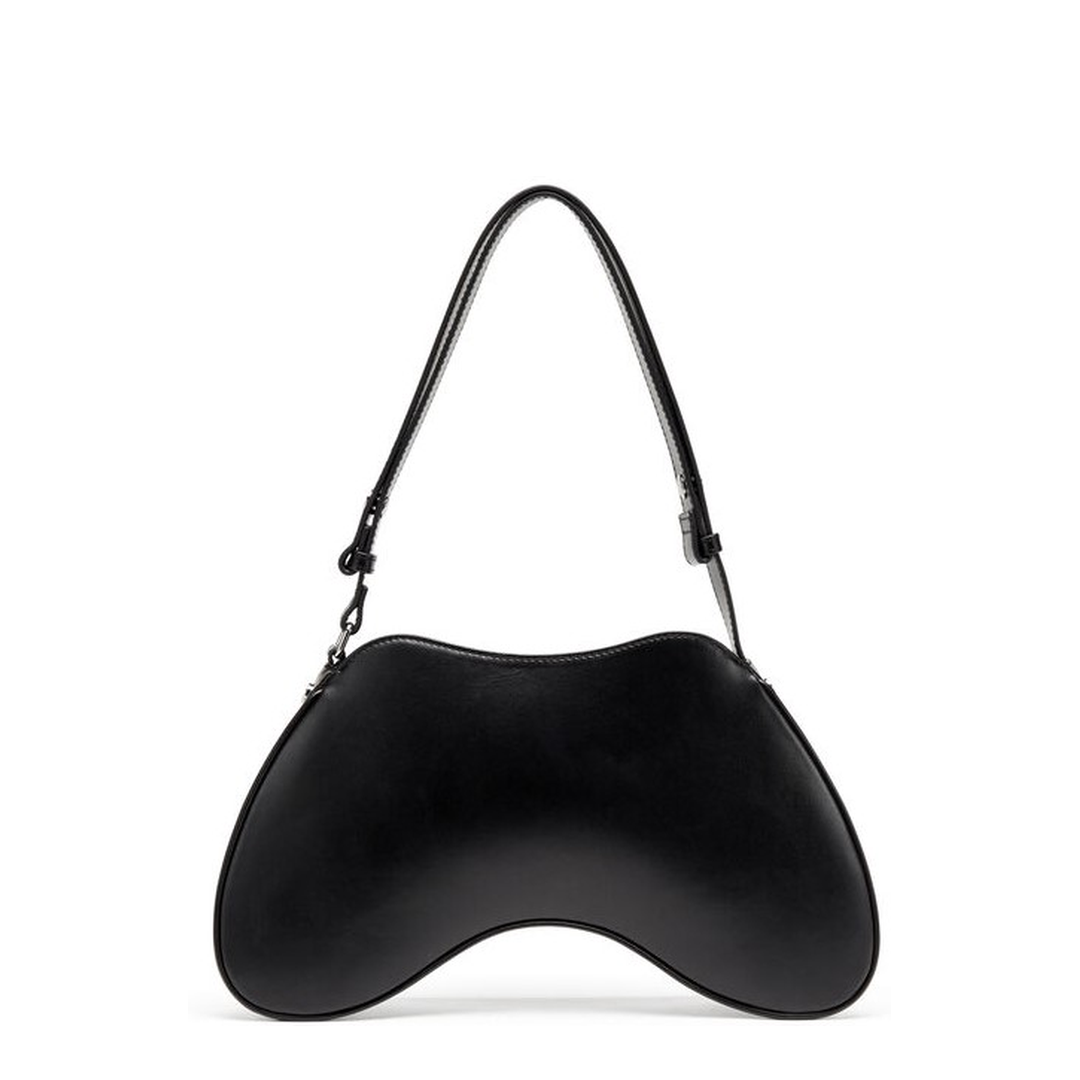 Play Semi-Gloss Leather Shoulder Bag - Black