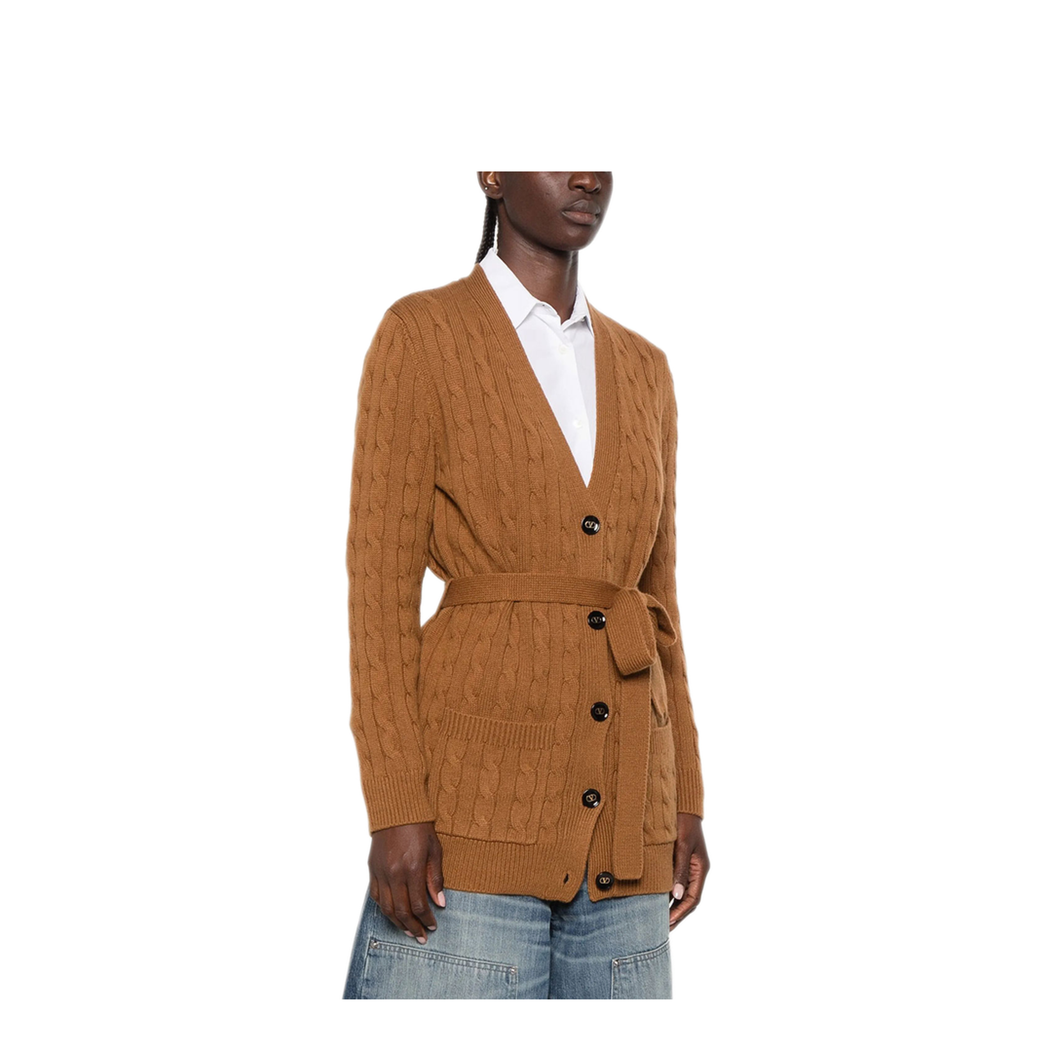 MAYFEYR - Valentino - Cable-Knit Belted Cashmere Cardigan - BKA16DAB910R