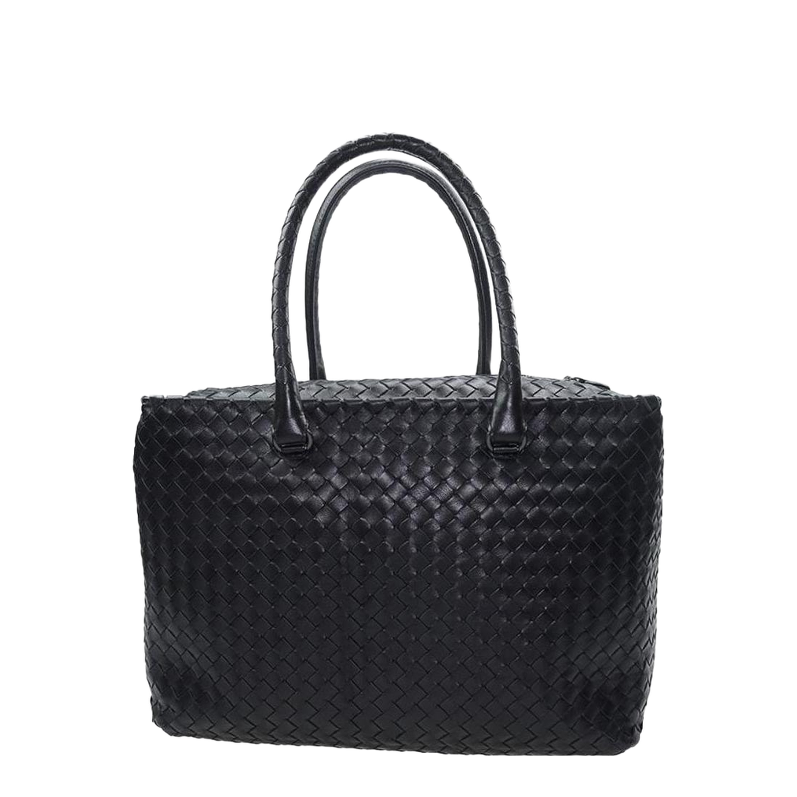 Intrecciato Small Leather Tote Bags - Black