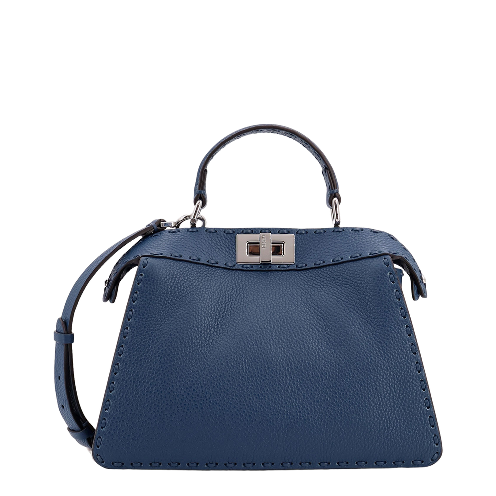 Peekaboo ISeeU Small Leather Top Handle Bags - Navy Blue