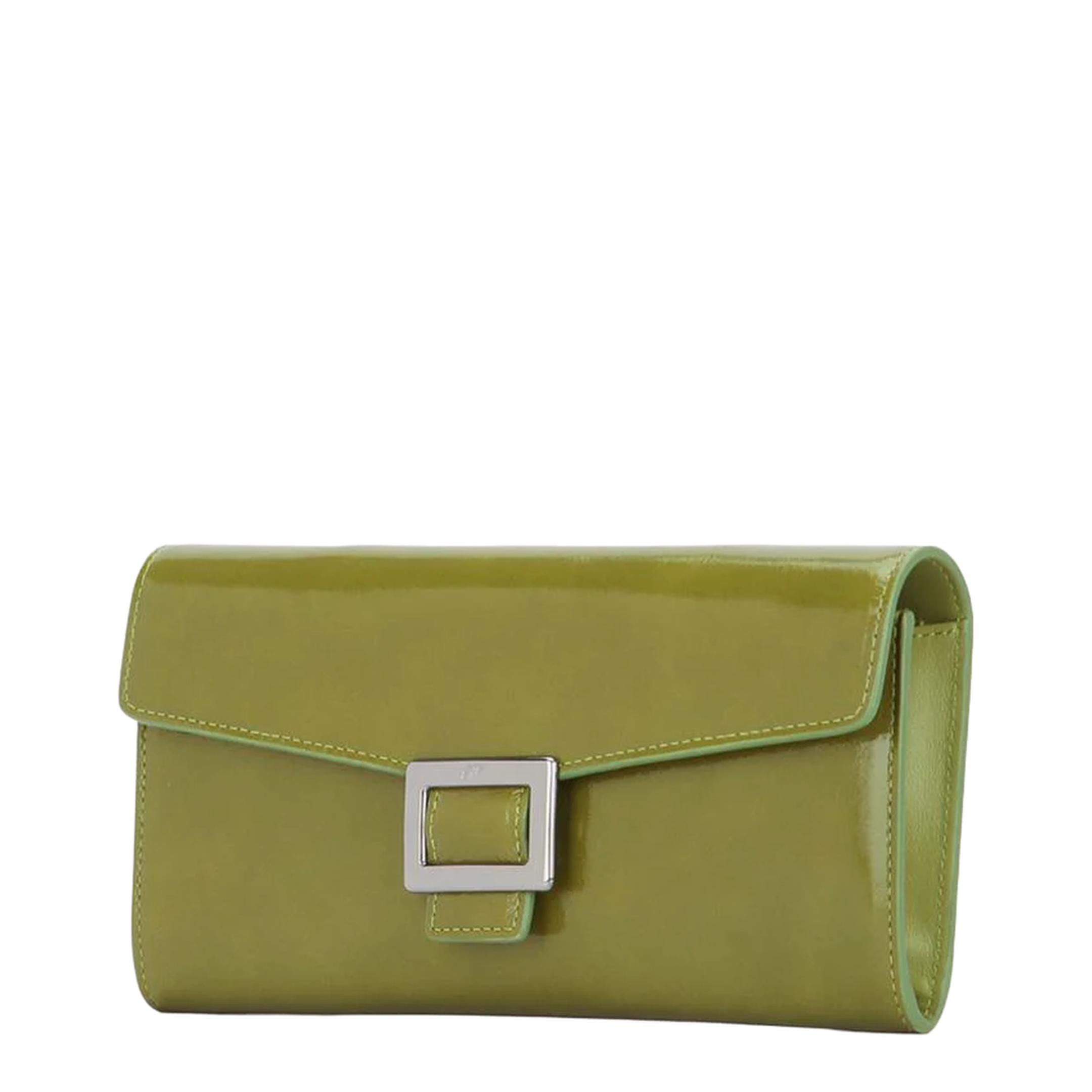 Wallet on Chain in Patent Leather Green