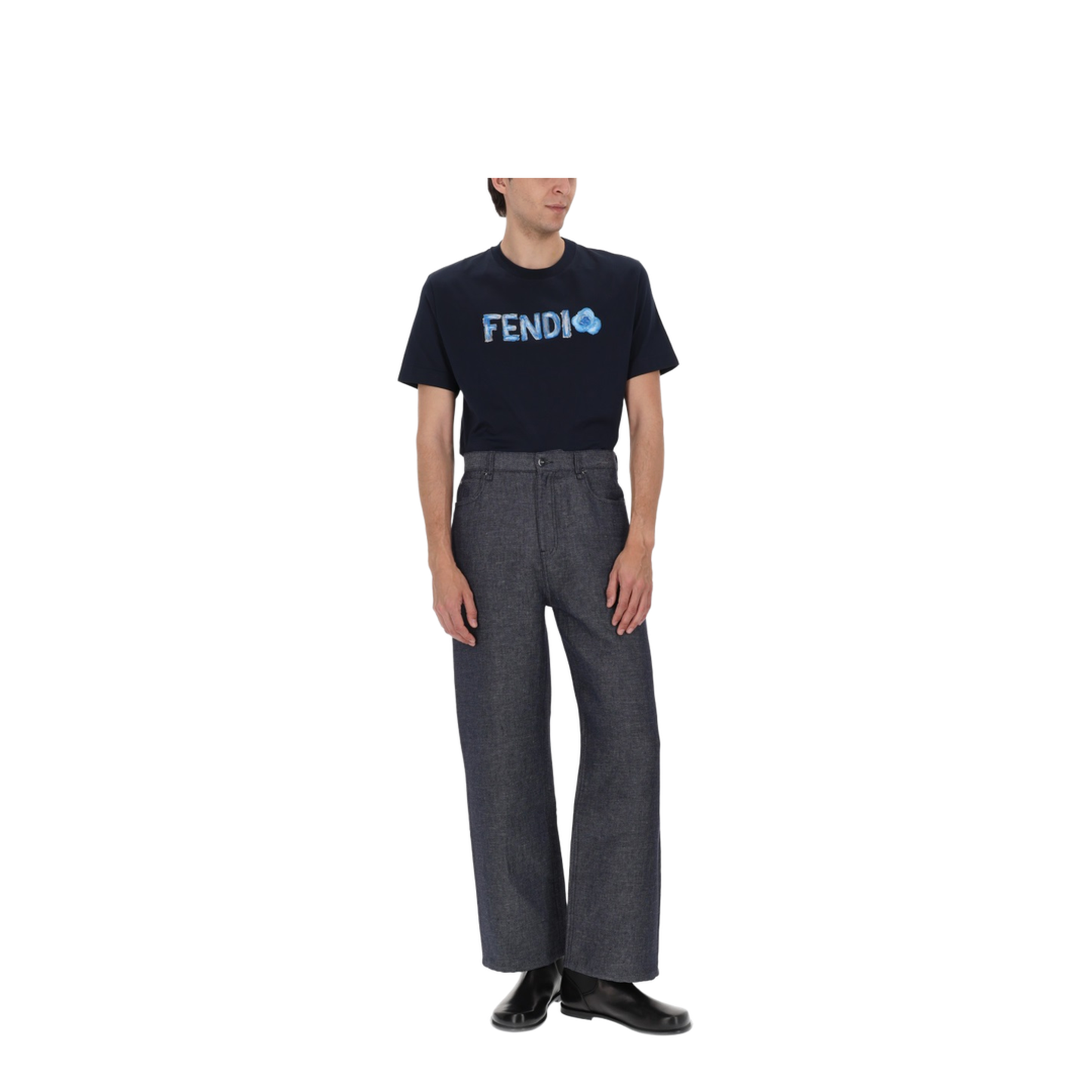 Navy Blue T-Shirt with Embroidered Logo