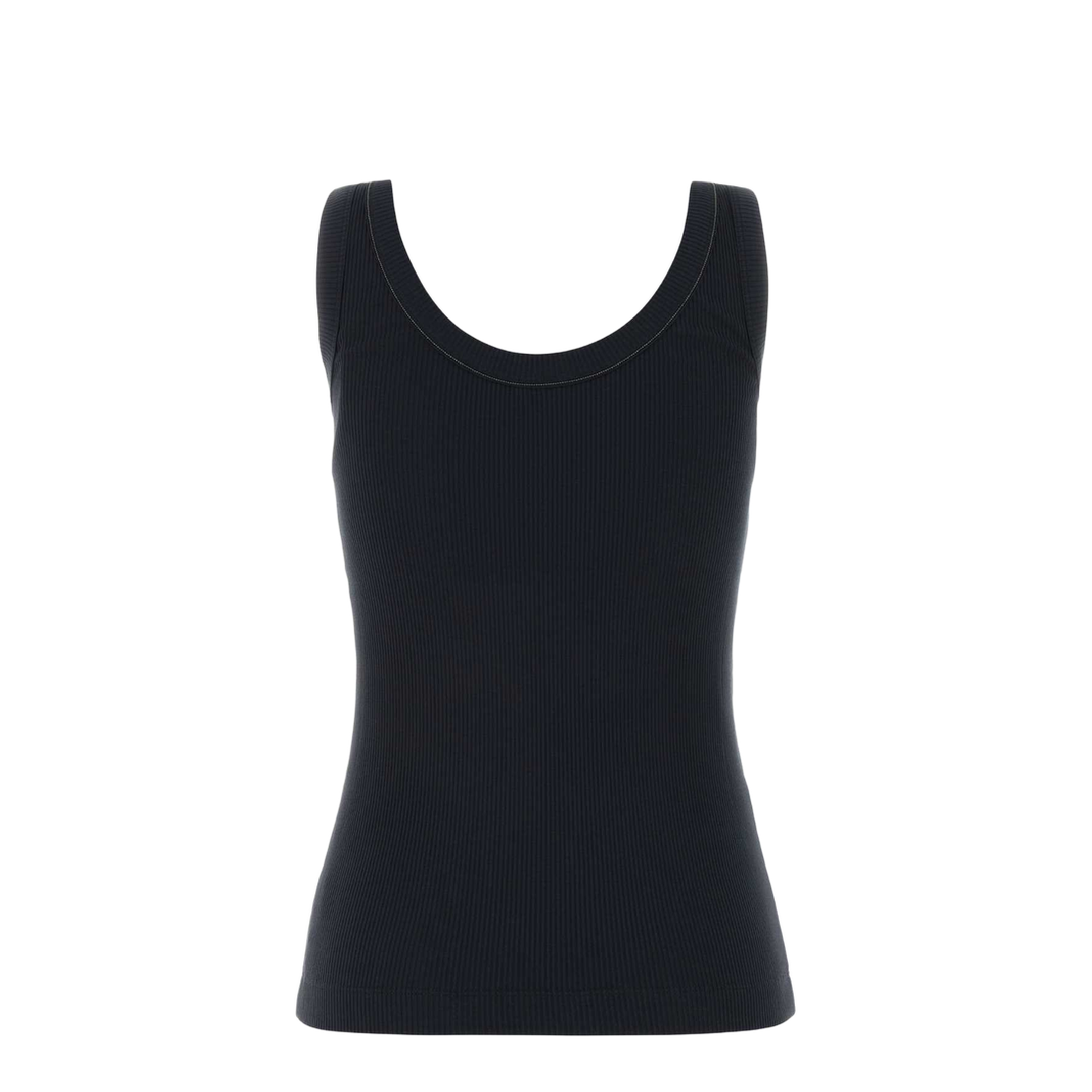 Dark Blue Stretch Cotton Tank Top