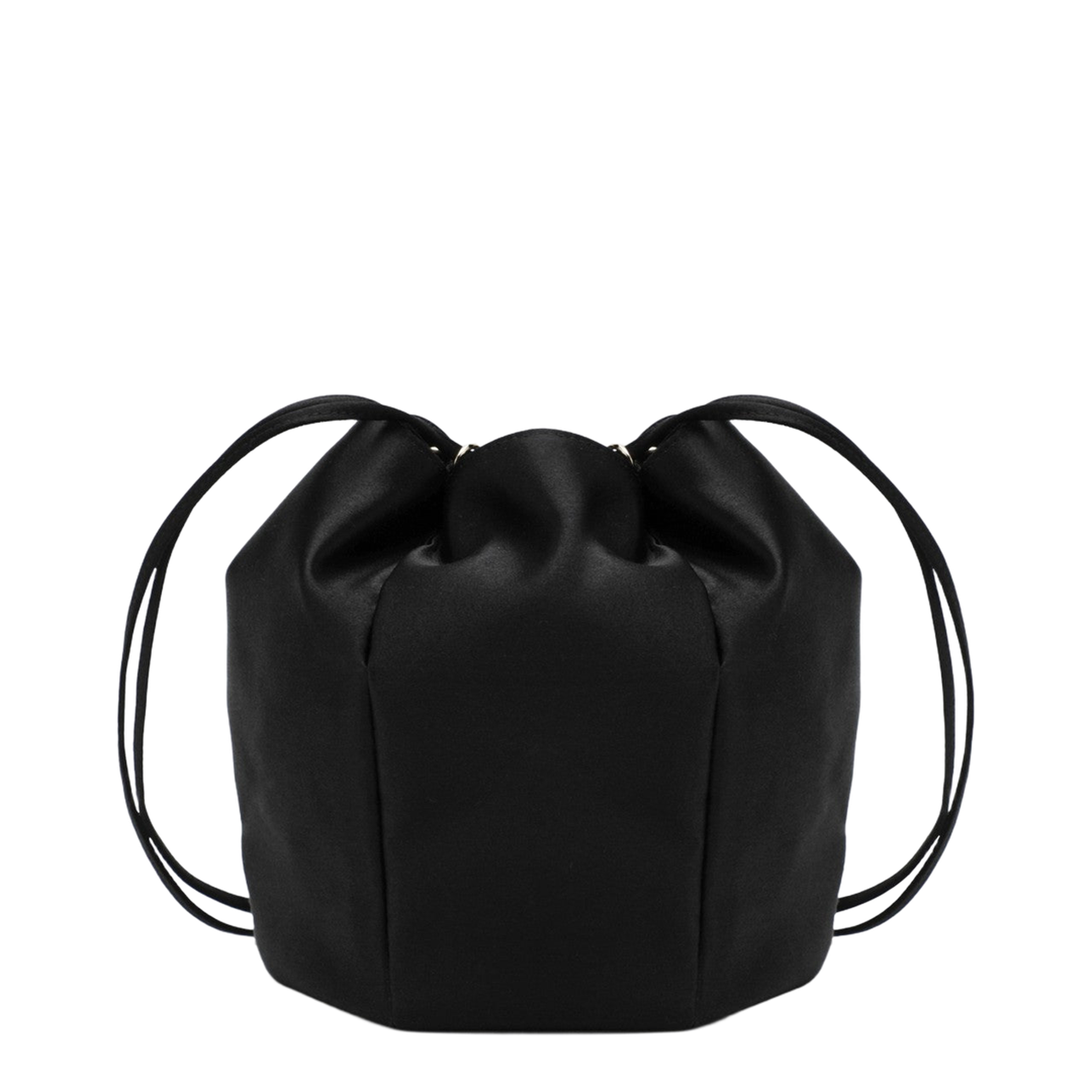 Mini Black Satin Bucket Bag