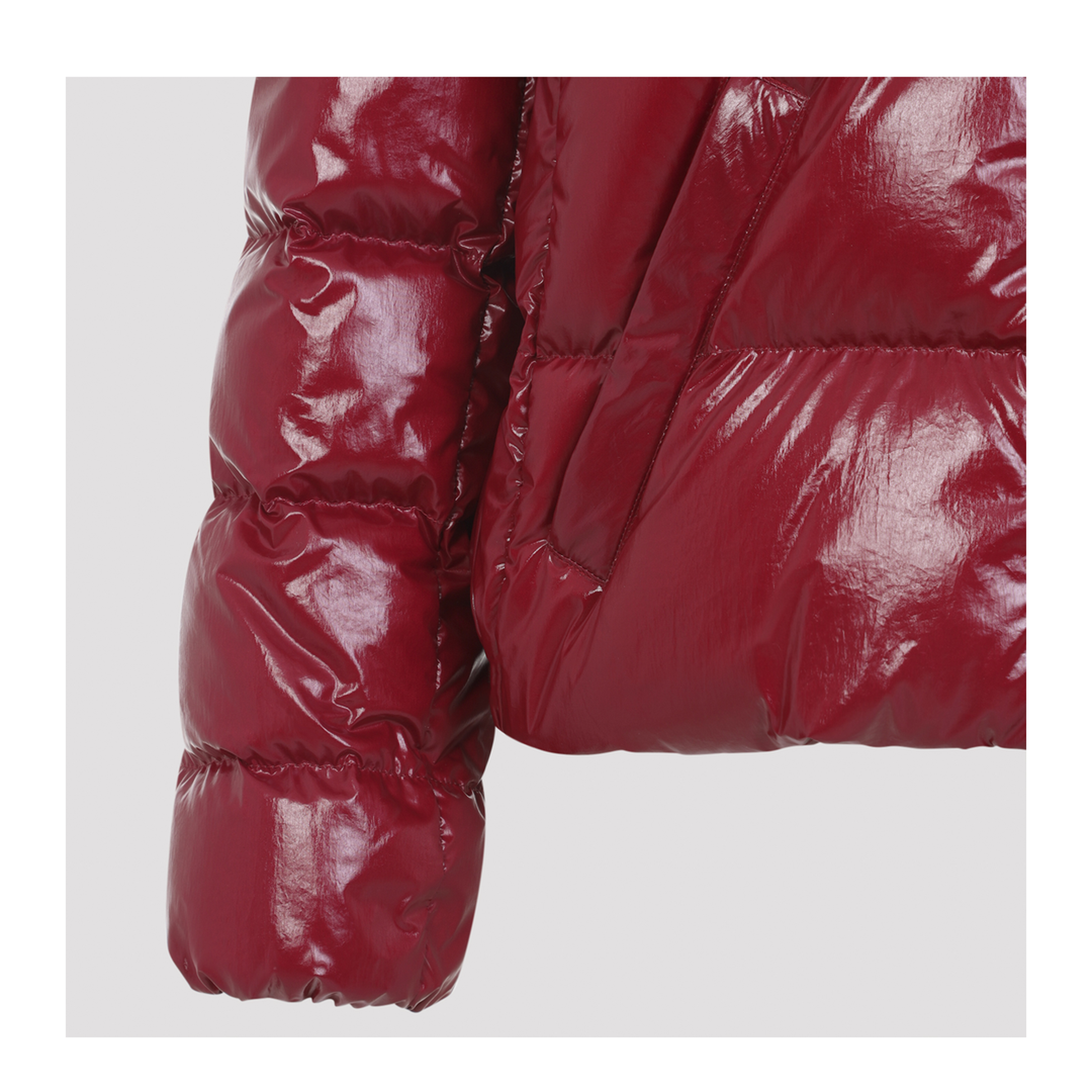 Cherry Pink Andro Hooded Short Down Jacket