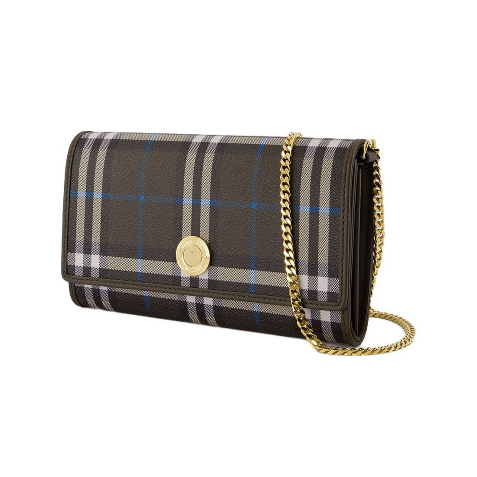 Checked Chain Strap Wallet